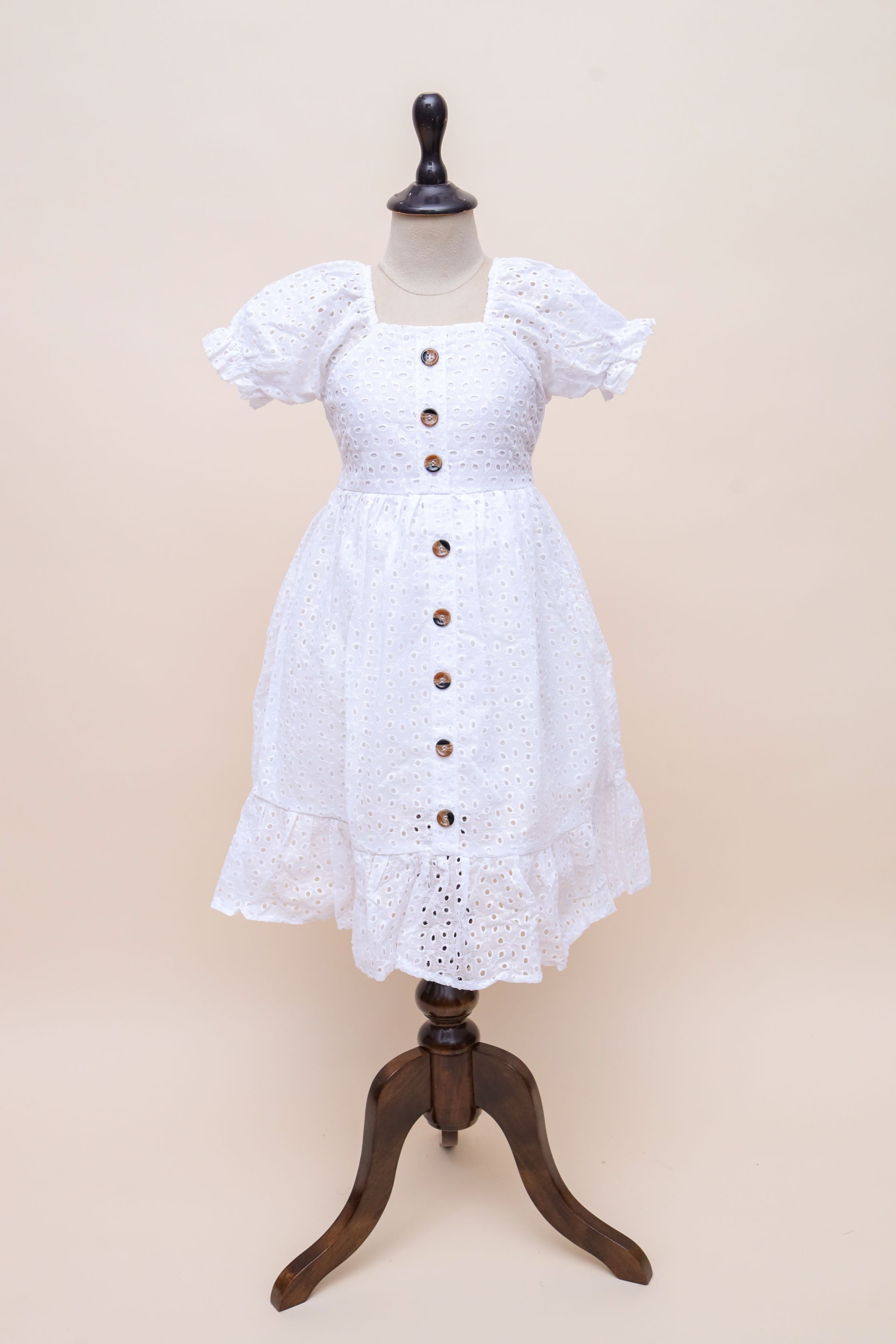 Eyelet Button-Front Dress