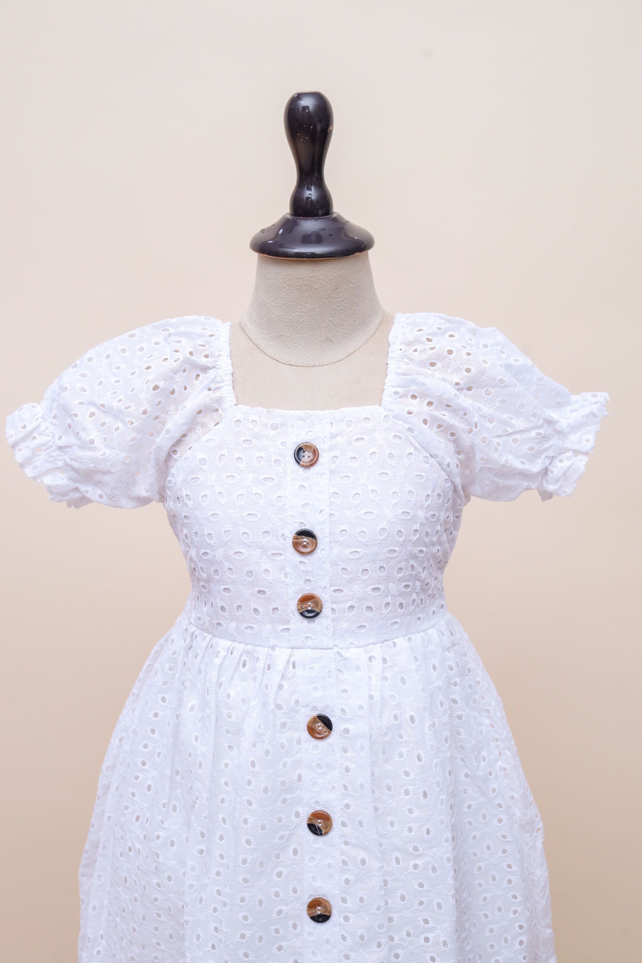 Eyelet Button-Front Dress