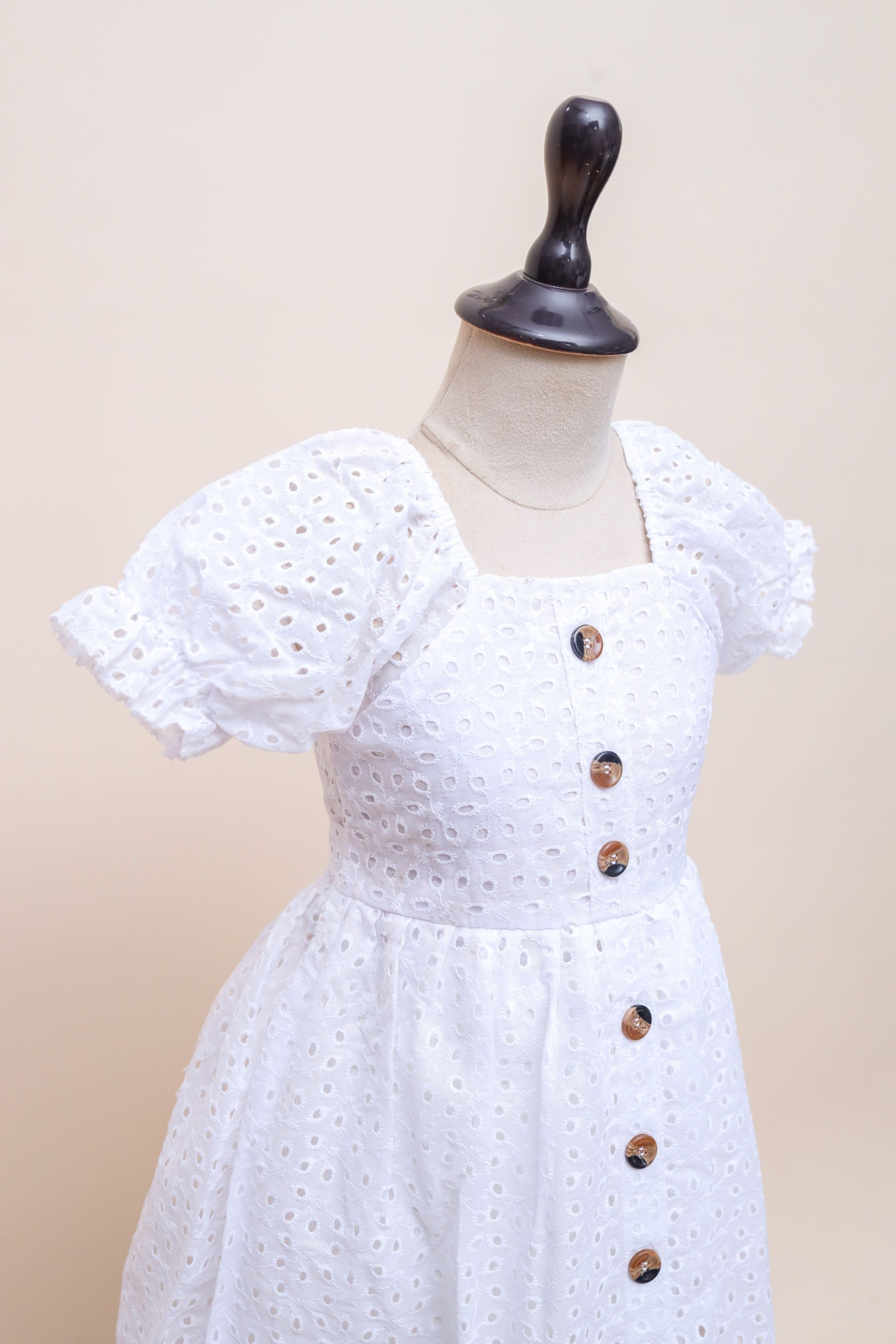 Eyelet Button-Front Dress