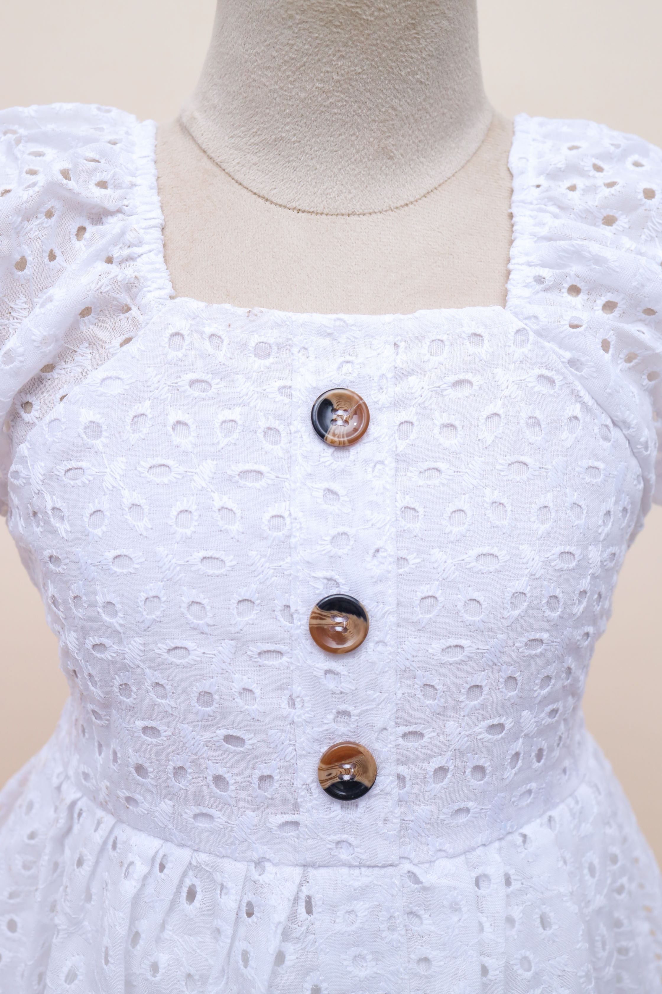 Eyelet Button-Front Dress