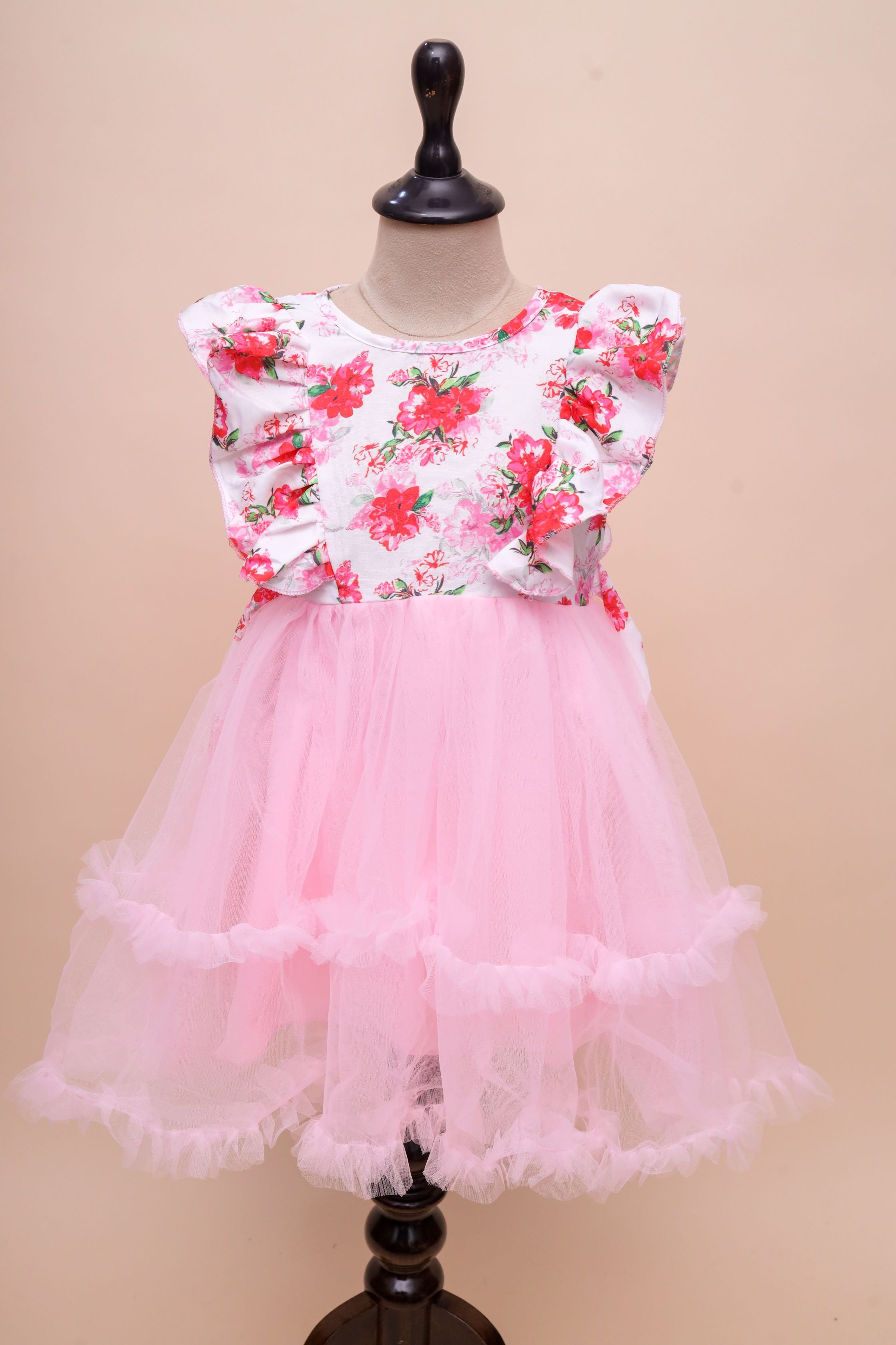 Floral Tulle Layered Frock Dress