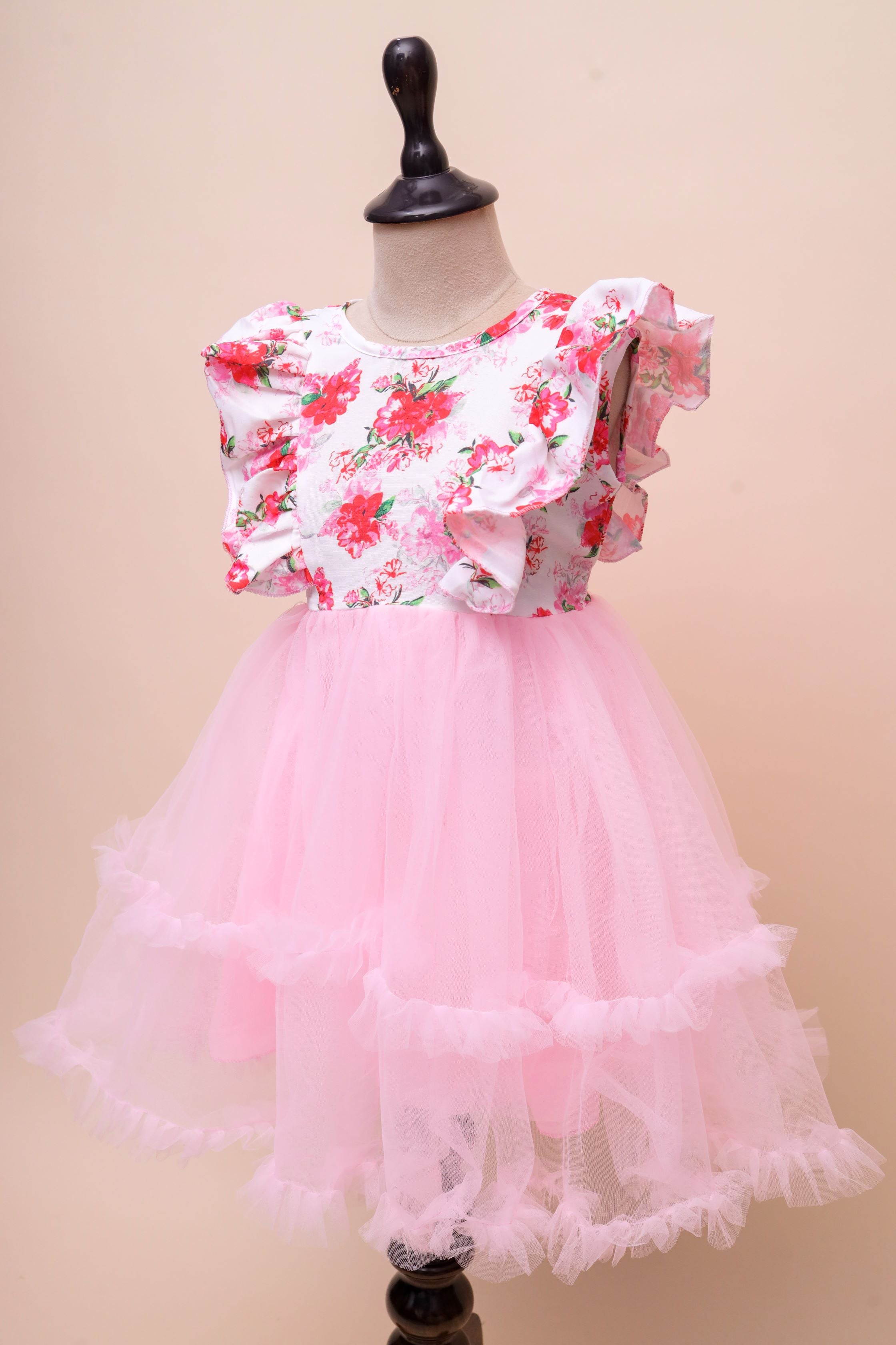 Floral Tulle Layered Frock Dress