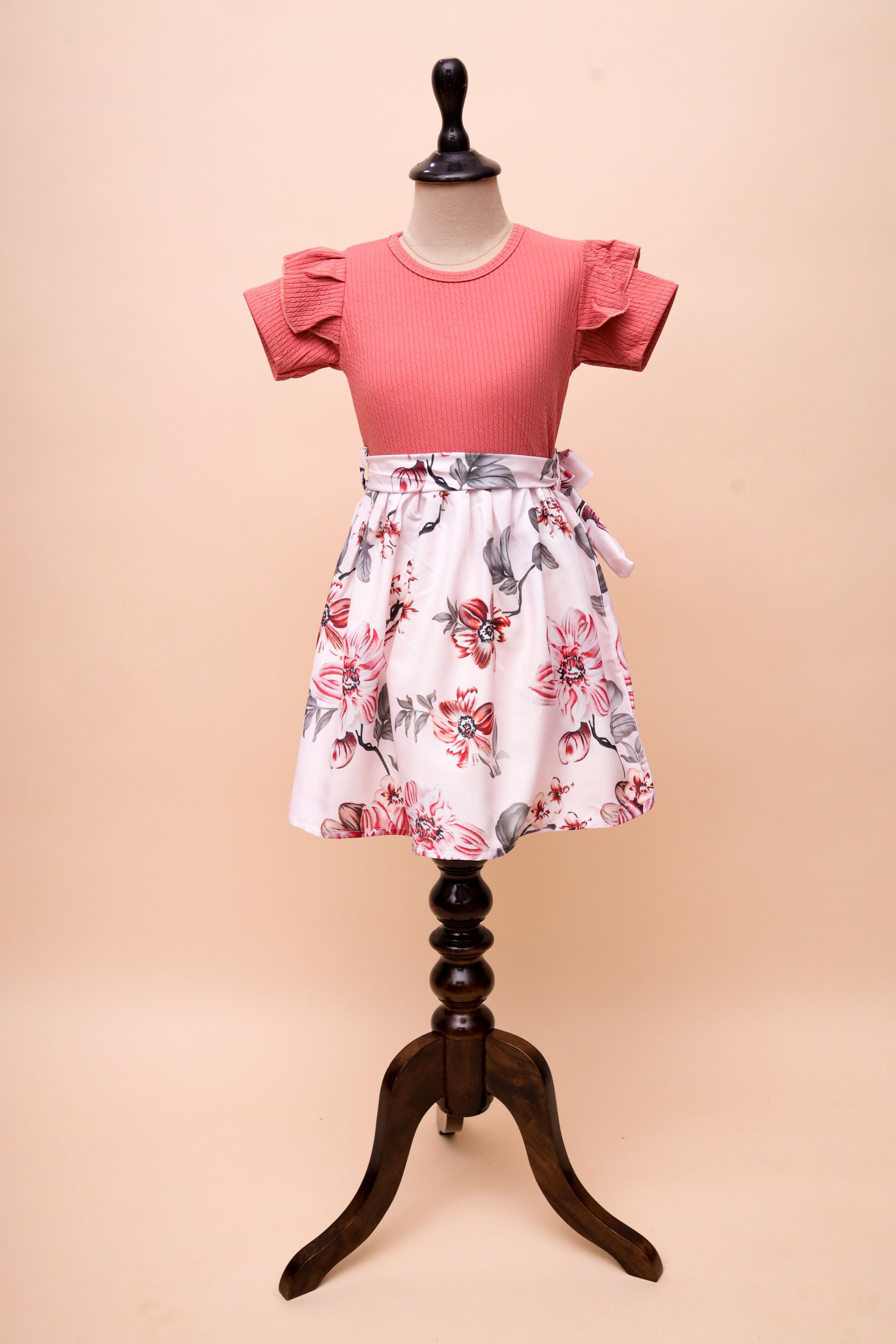 Ruffle Sleeve Floral Frock Dress