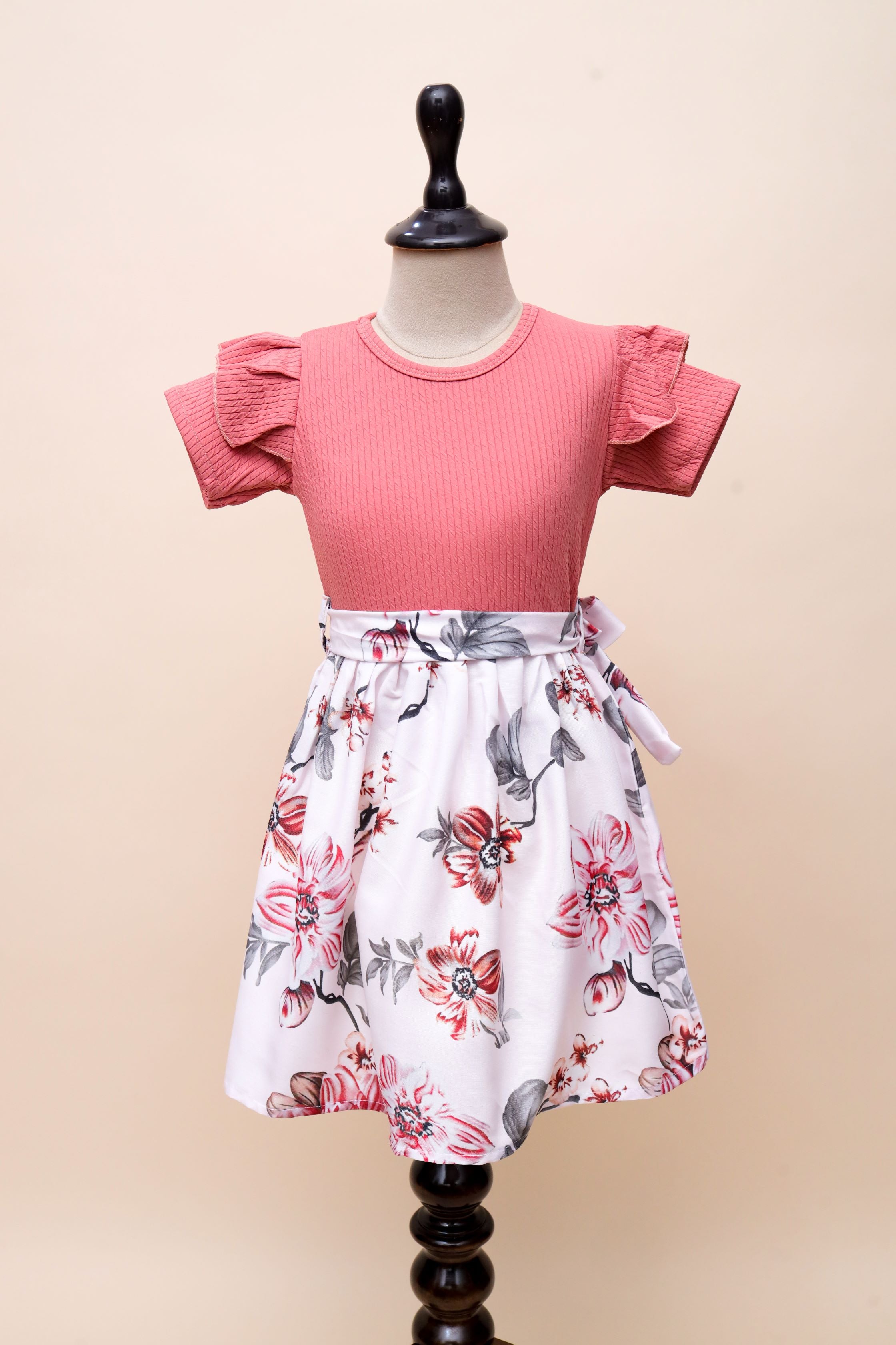 Ruffle Sleeve Floral Frock Dress