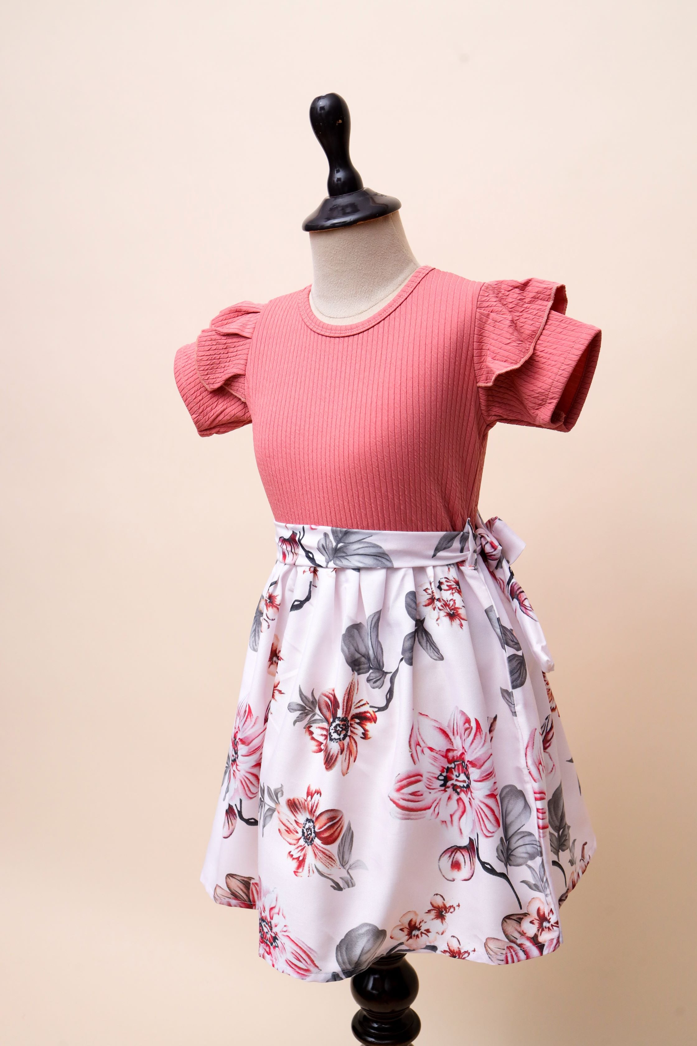 Ruffle Sleeve Floral Frock Dress