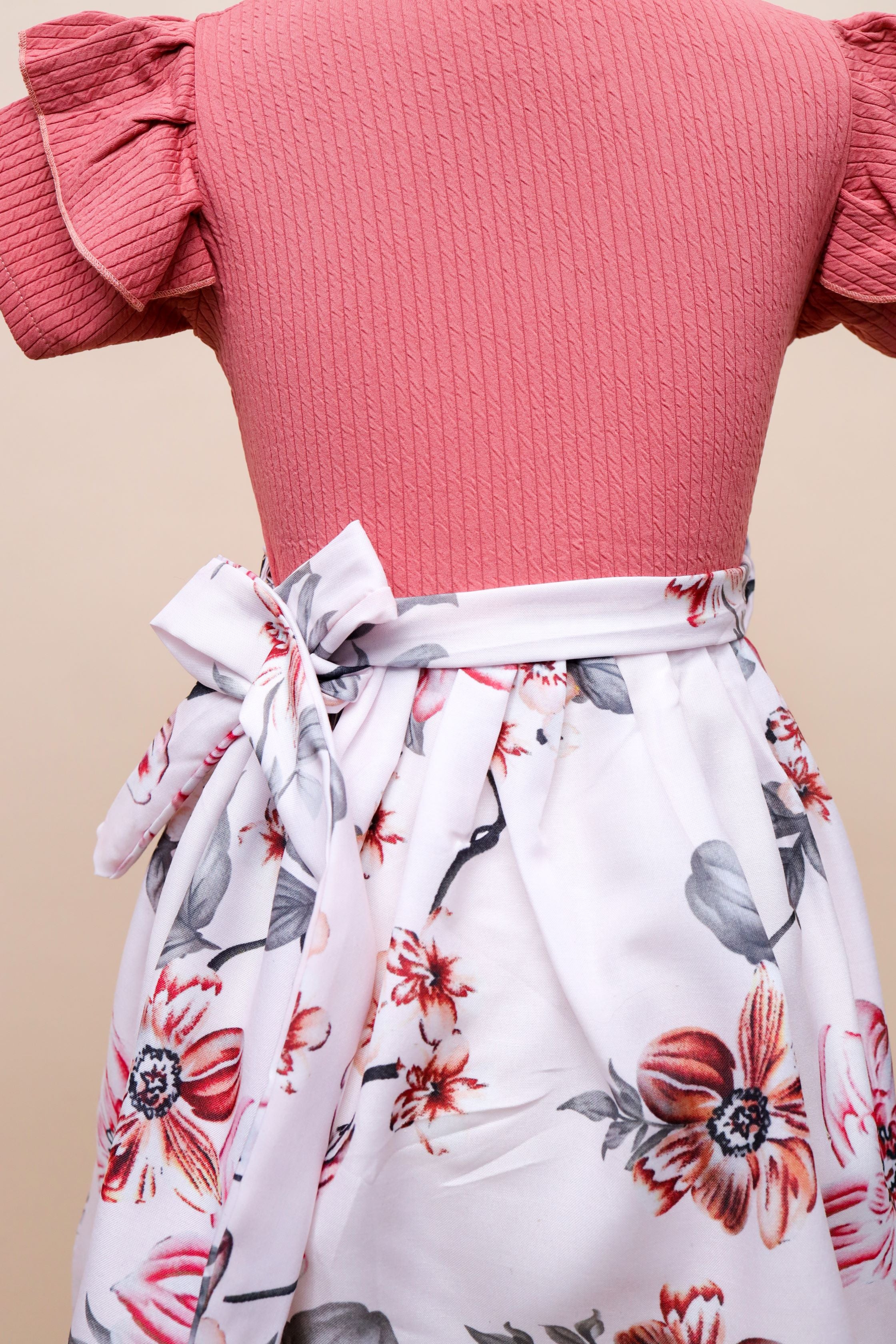 Ruffle Sleeve Floral Frock Dress