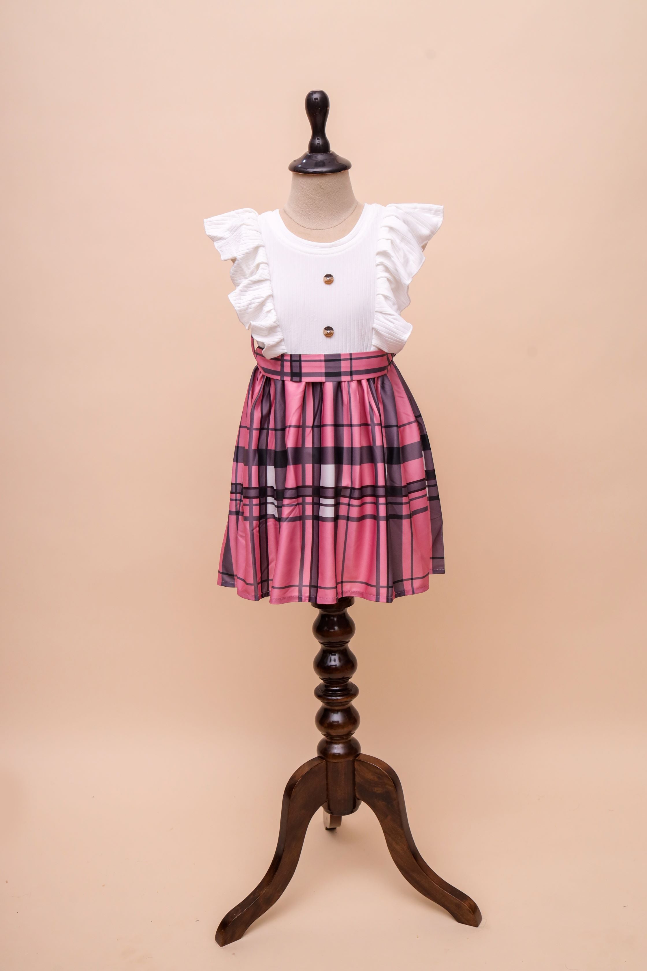 Ruffle Sleeve Plaid Dress