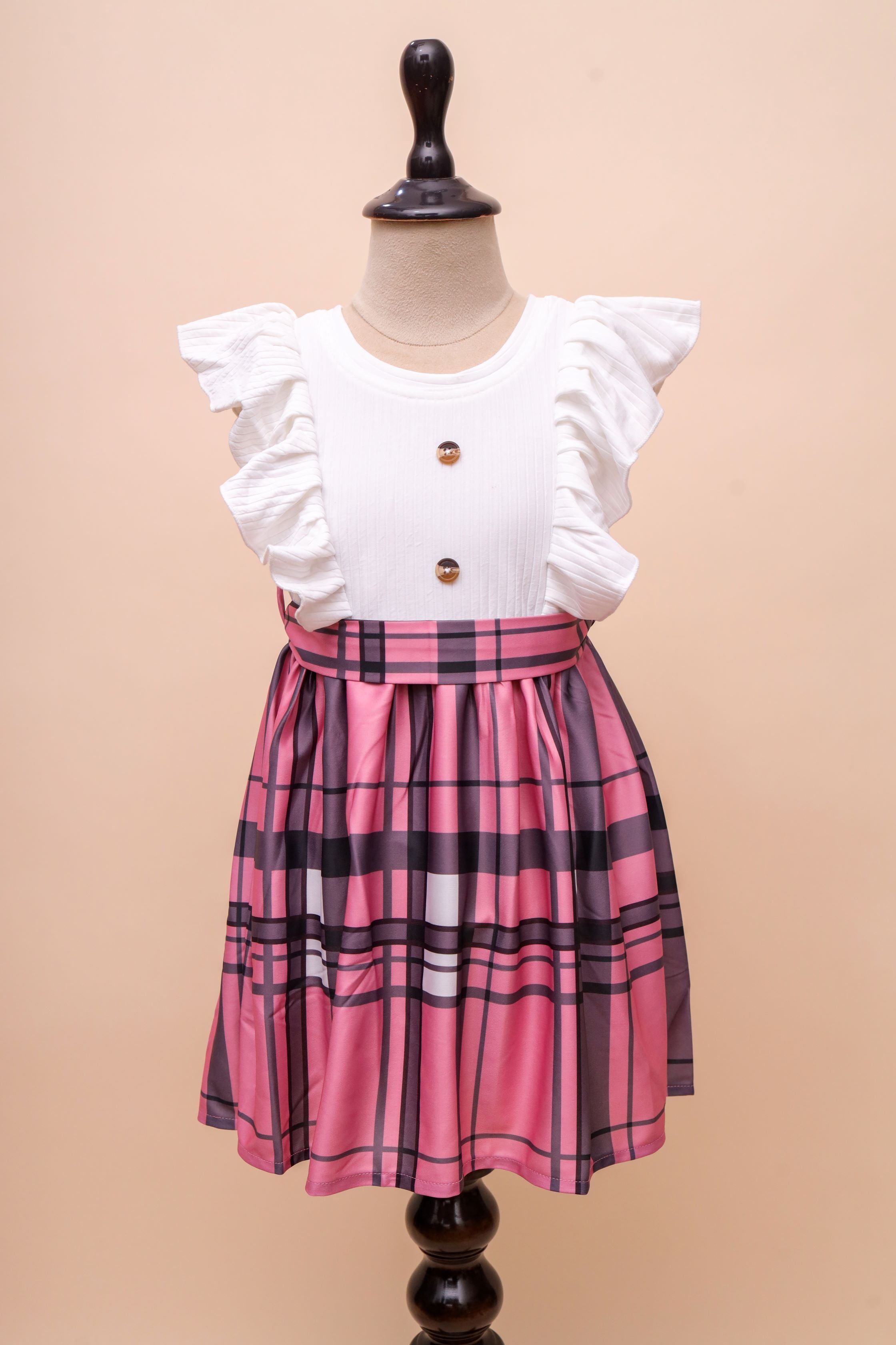 Ruffle Sleeve Plaid Dress