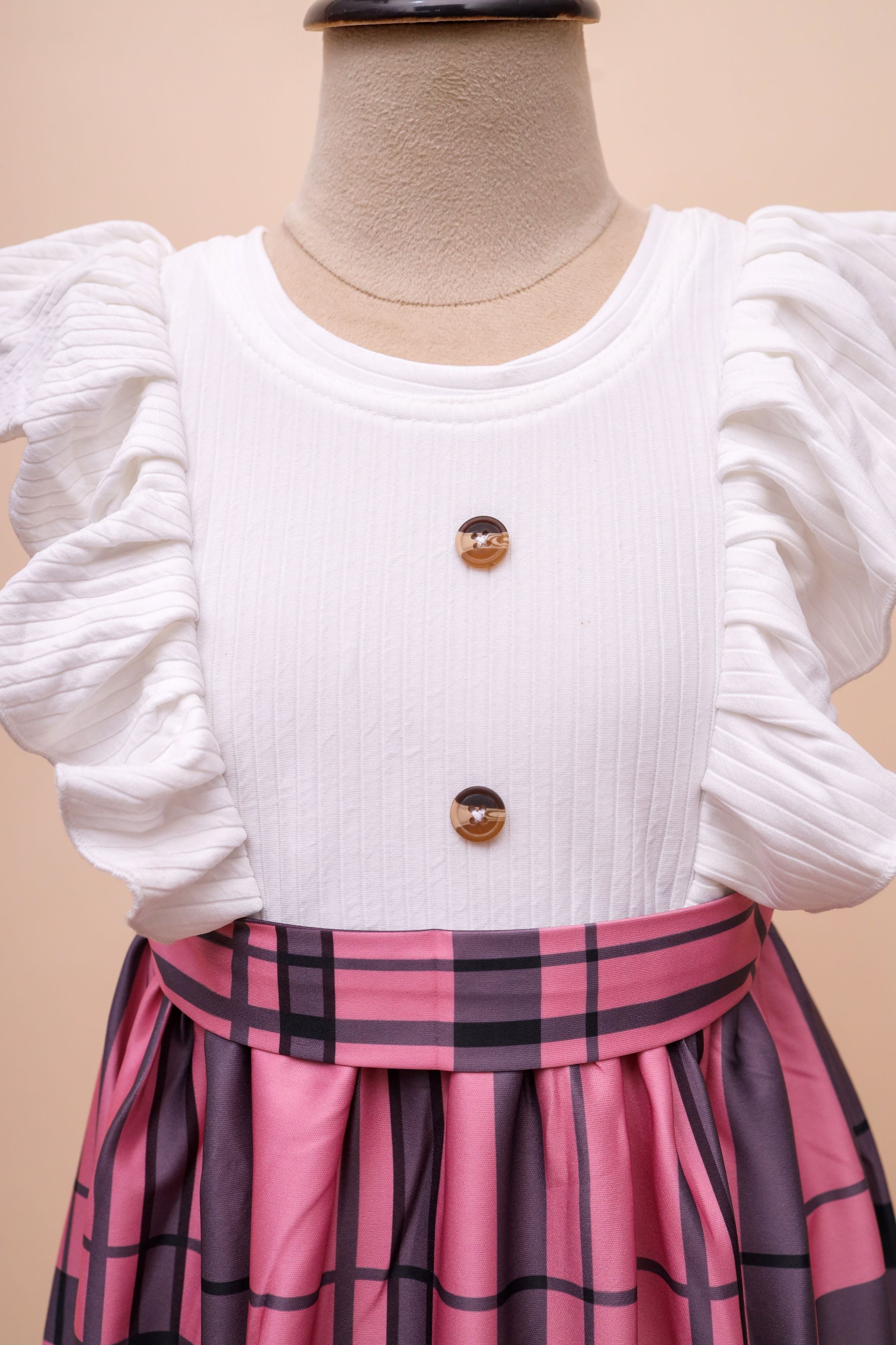 Ruffle Sleeve Plaid Dress