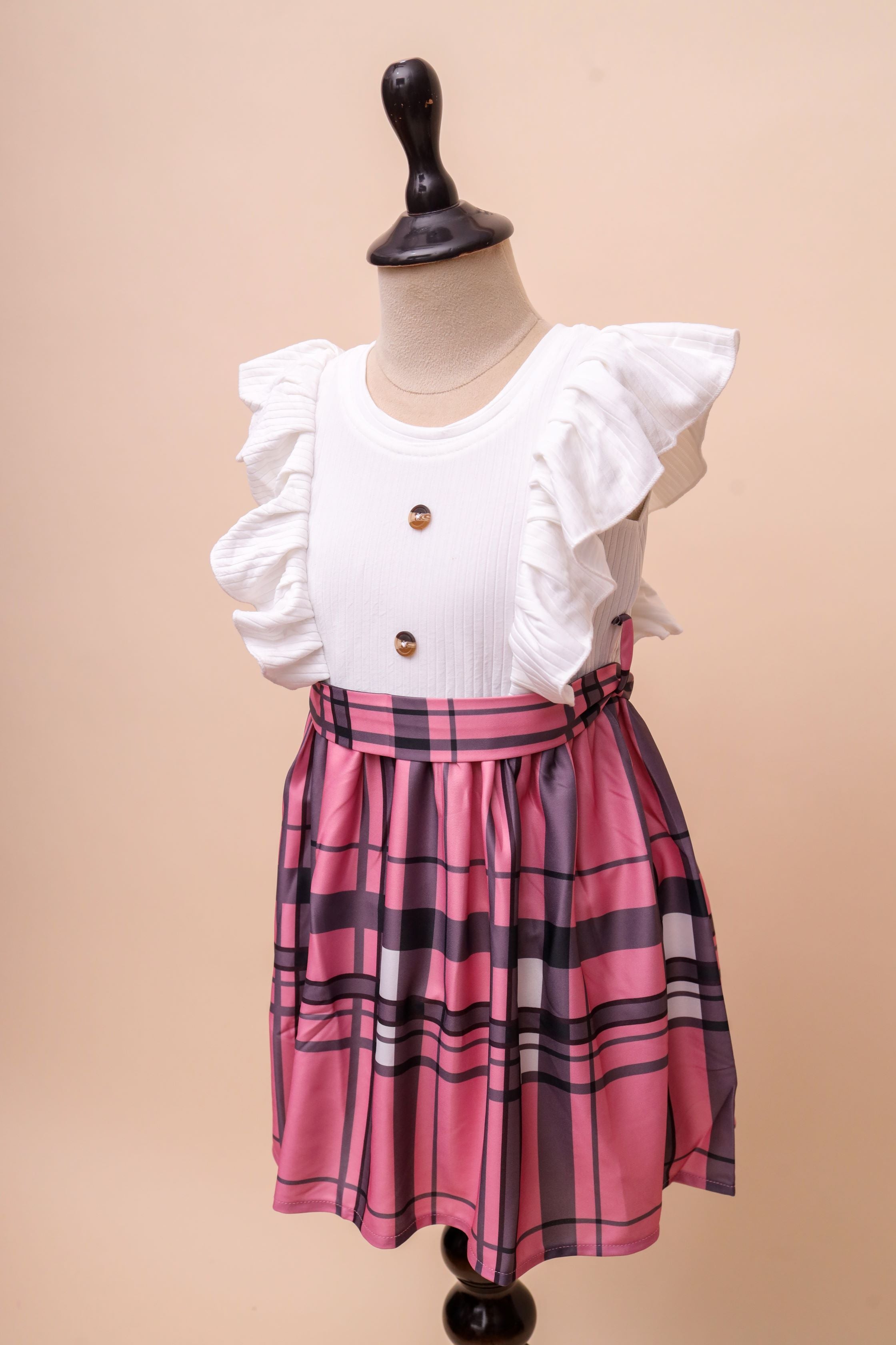 Ruffle Sleeve Plaid Dress