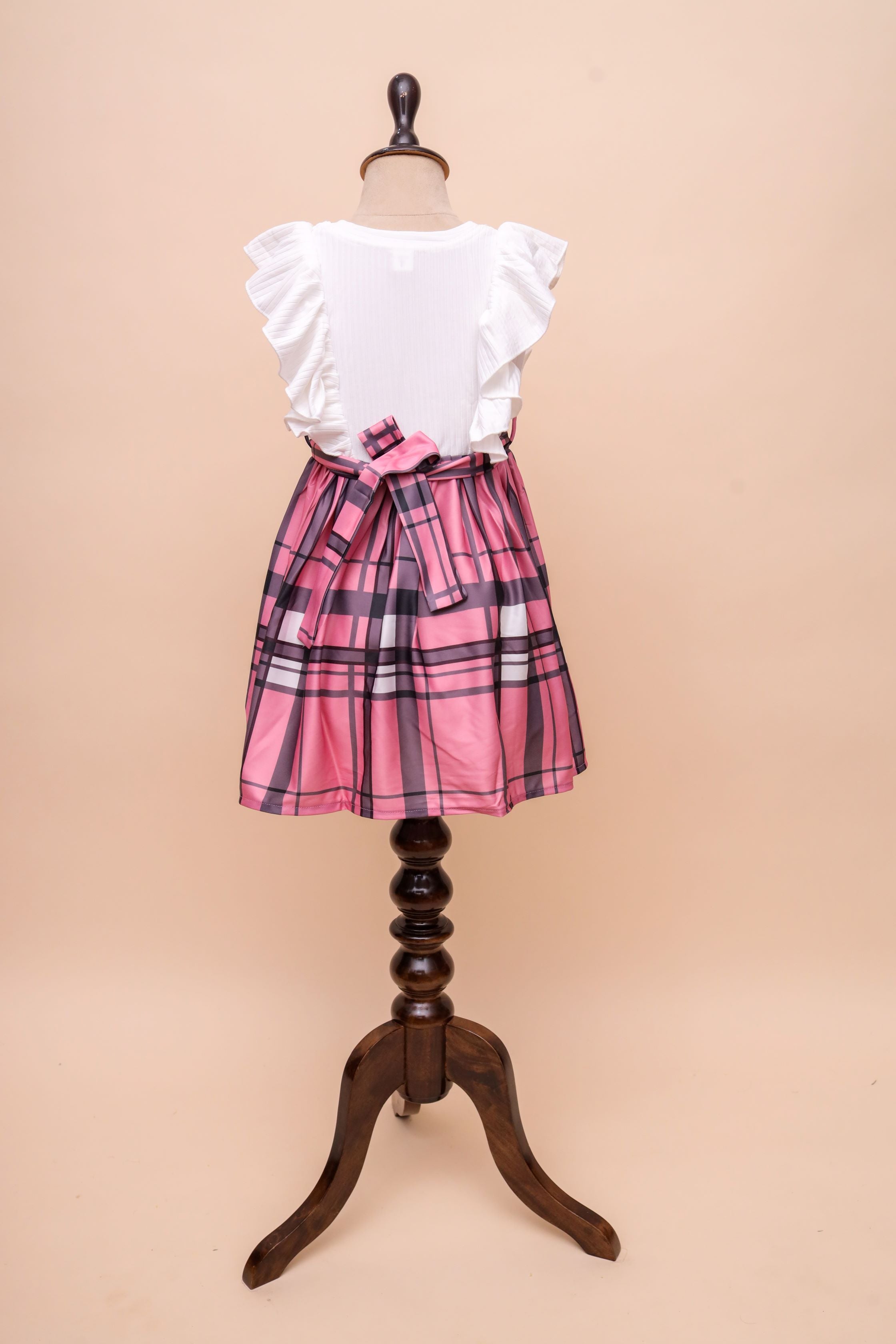 Ruffle Sleeve Plaid Dress
