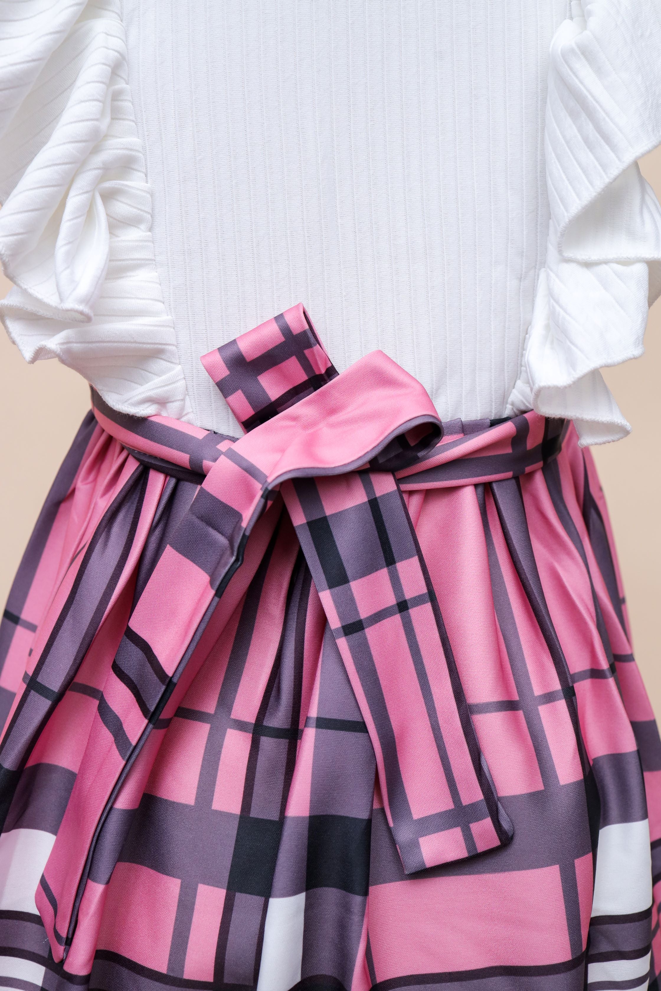 Ruffle Sleeve Plaid Dress
