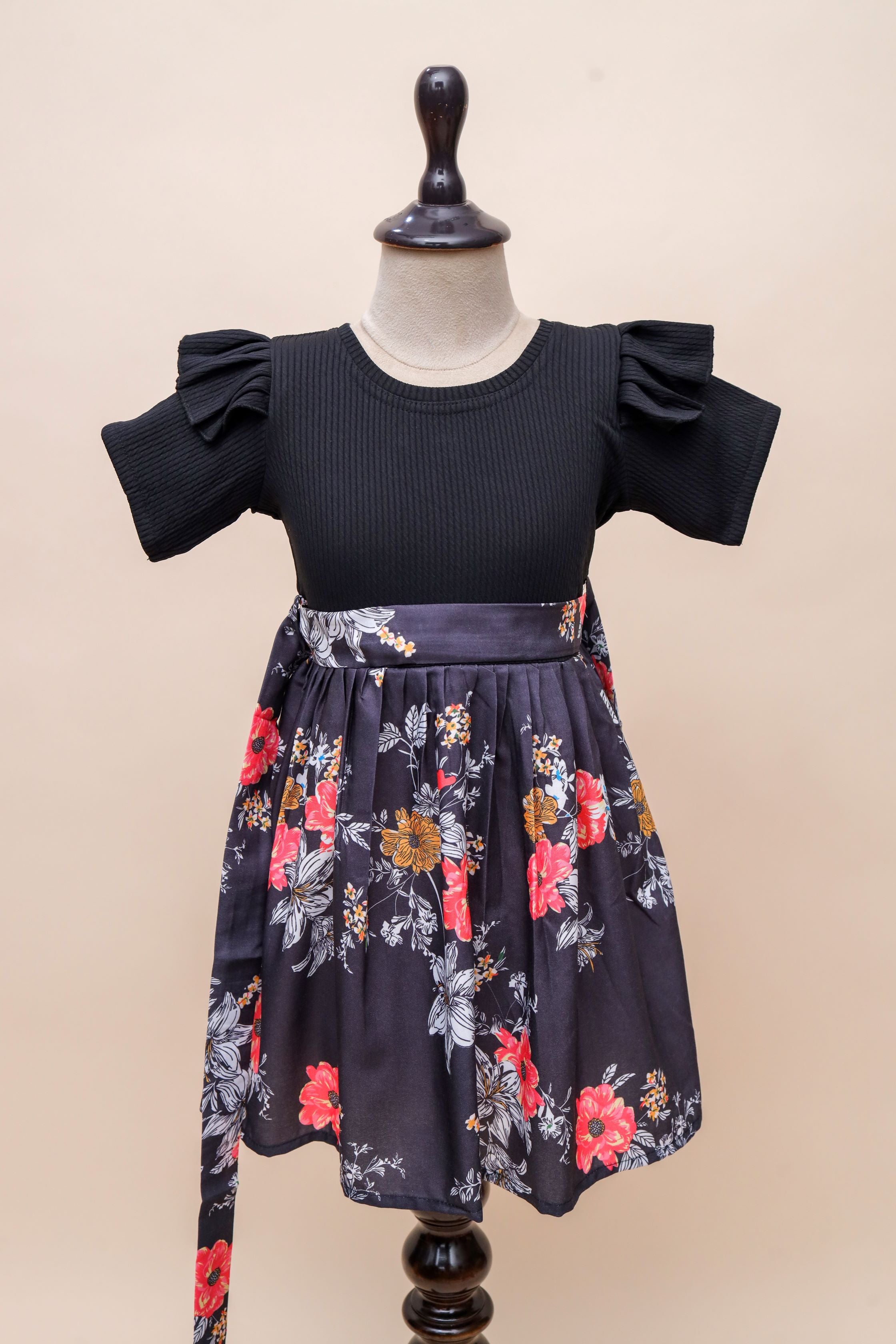 Ruffle Sleeve Floral Frock Dress