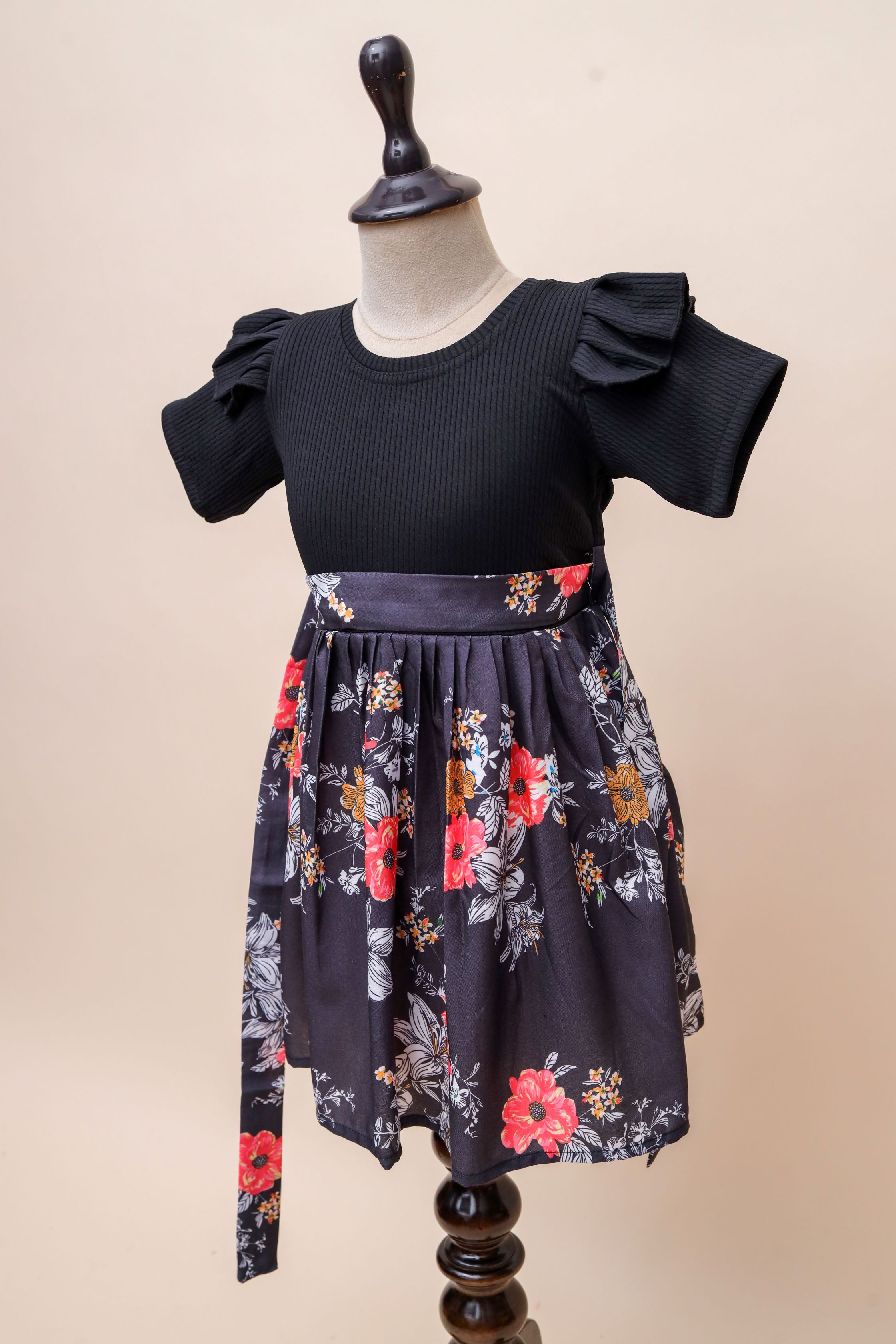 Ruffle Sleeve Floral Frock Dress