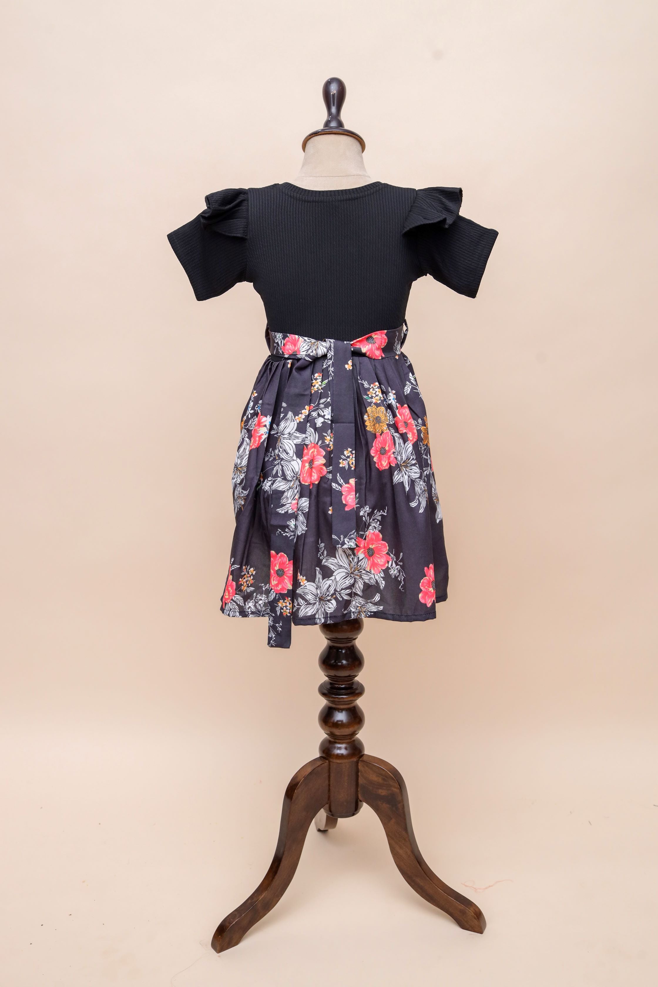 Ruffle Sleeve Floral Frock Dress