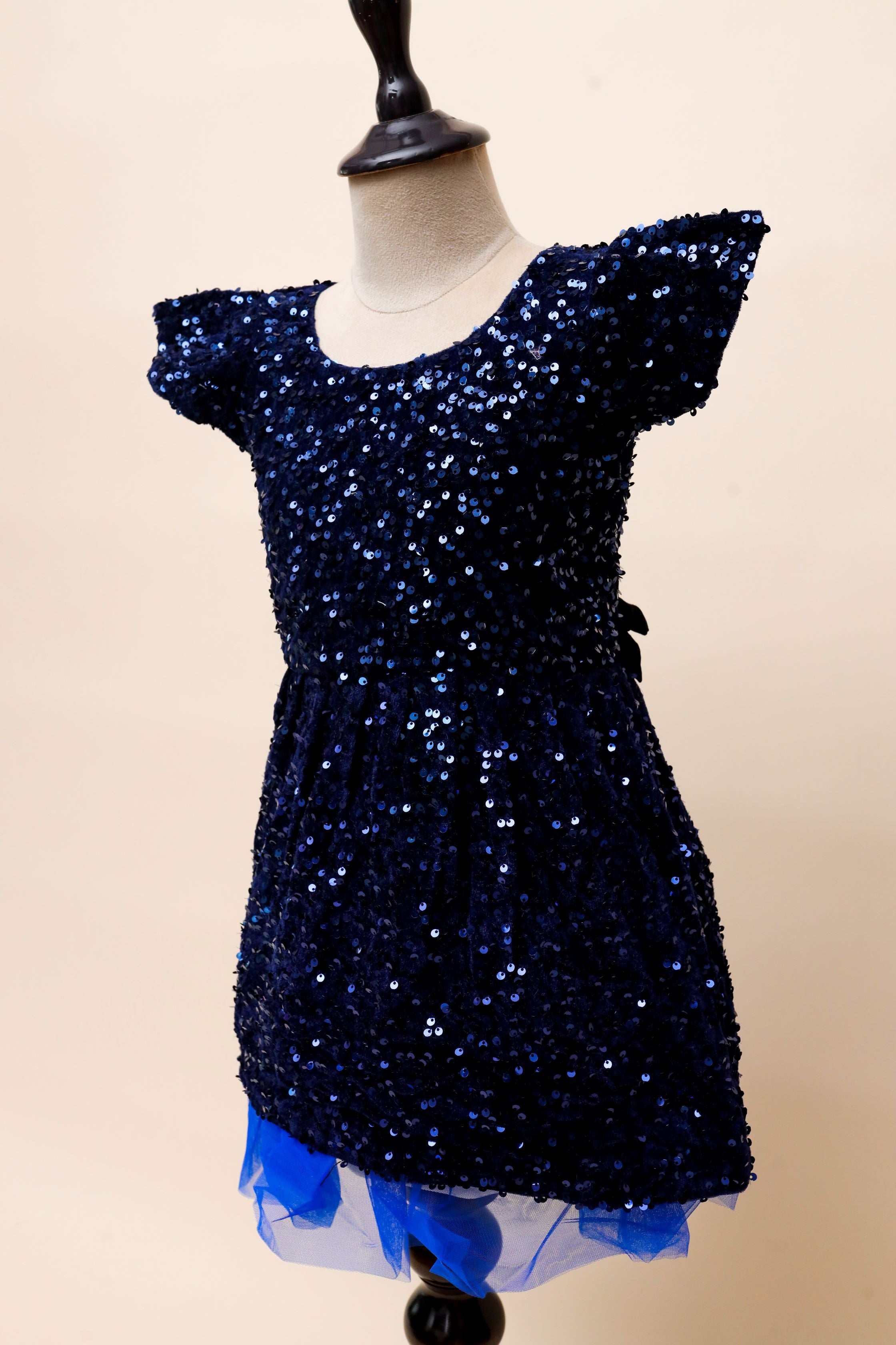 Navy Sequin Party Frock Dress