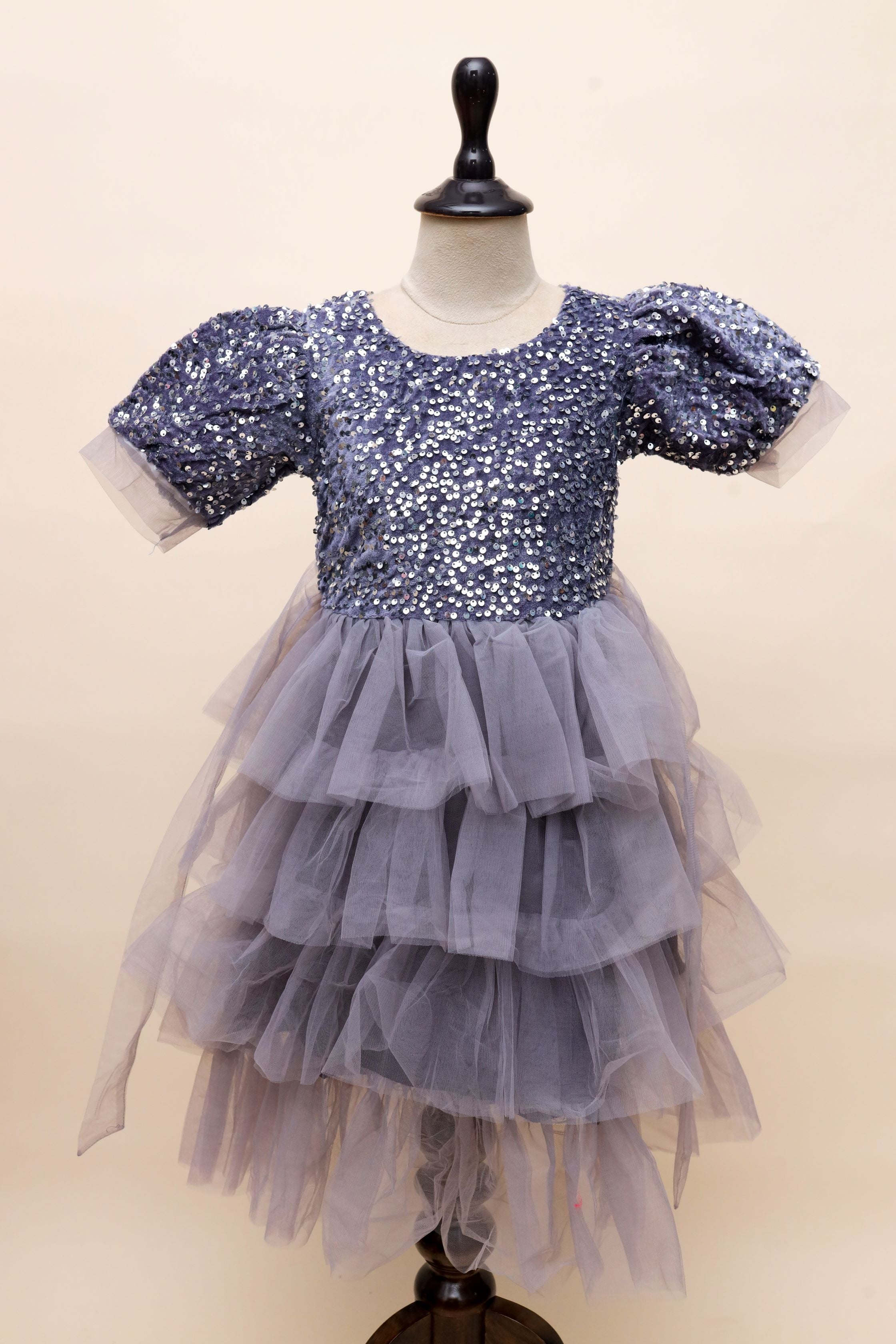 Navy Sequin Tulle Party Frock Dress