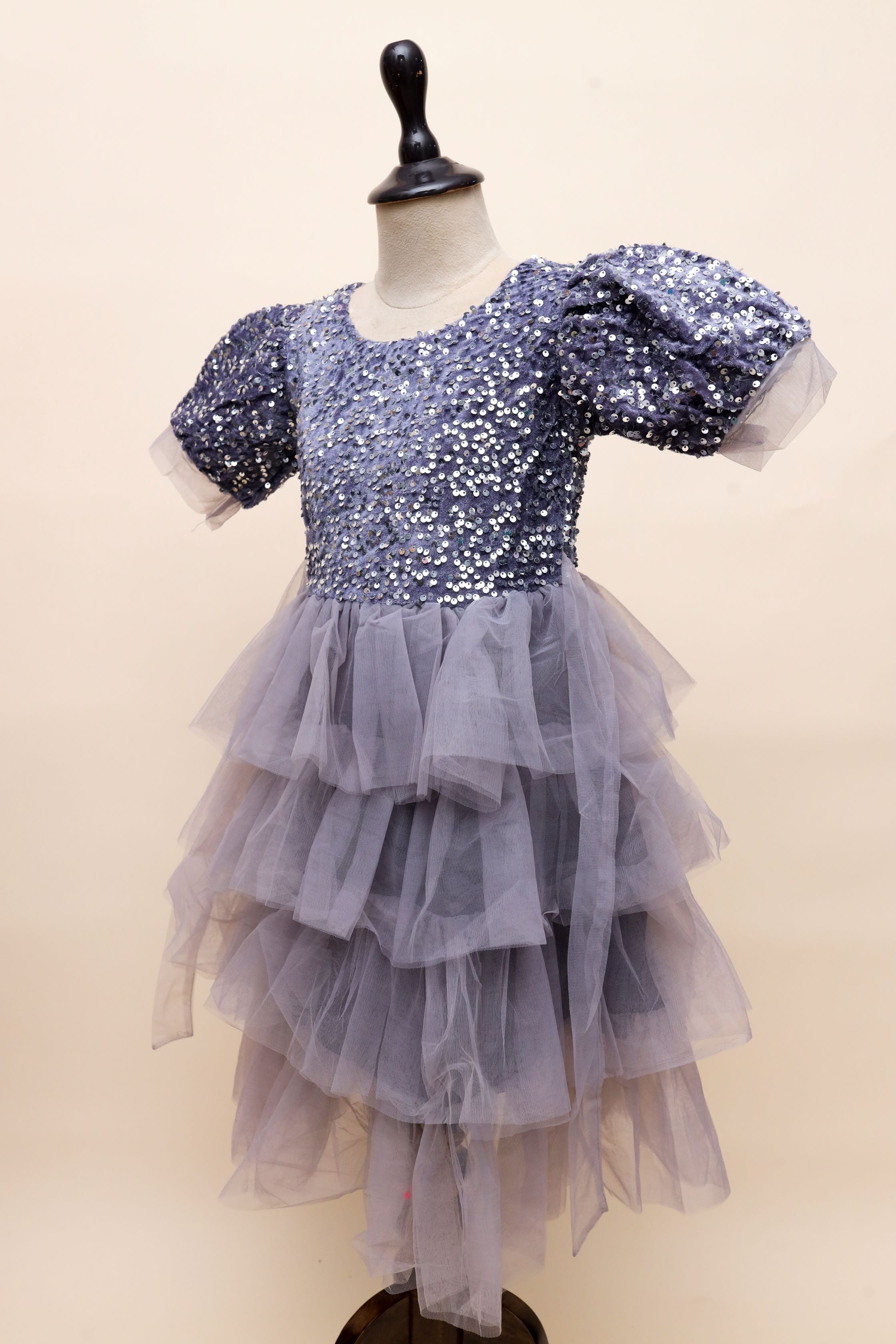 Navy Sequin Tulle Party Frock Dress