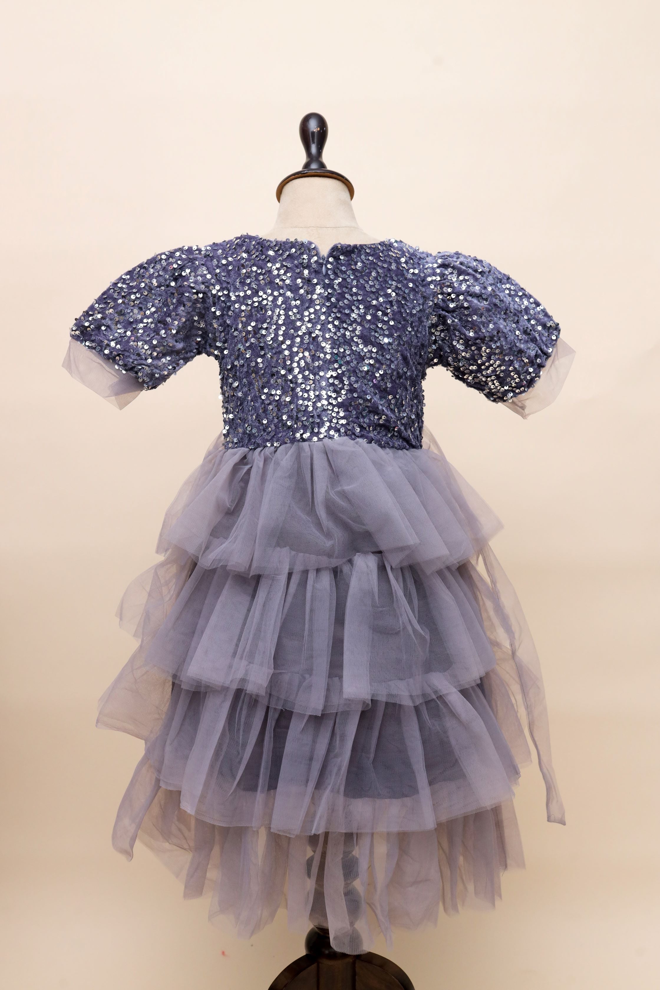 Navy Sequin Tulle Party Frock Dress