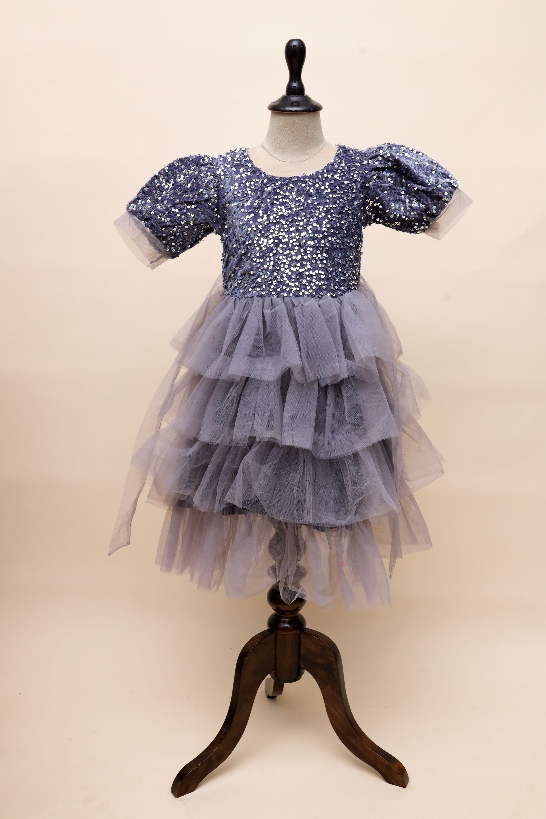 Navy Sequin Tulle Party Frock Dress