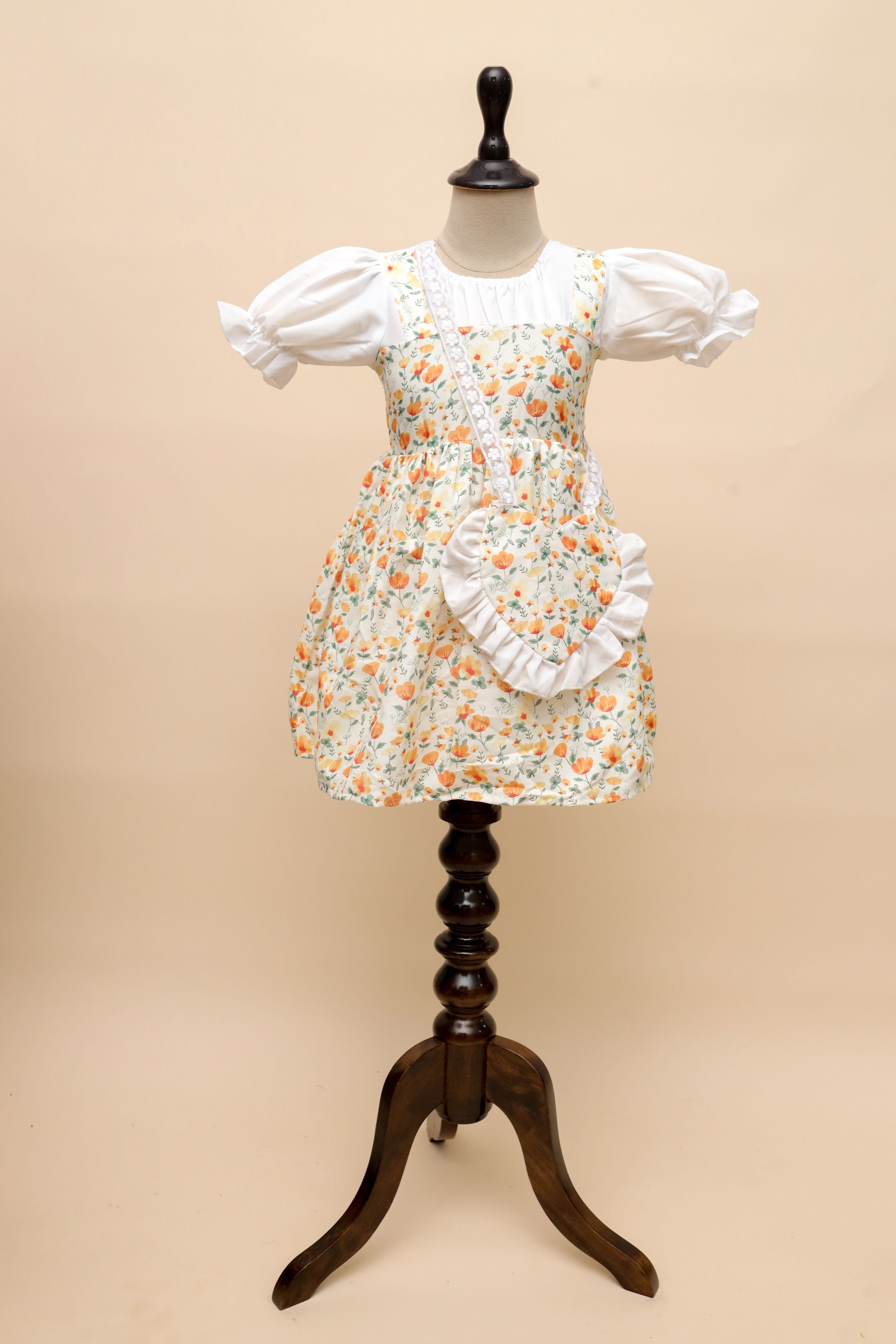 Classic Floral Party Dress with Puff Sleeves