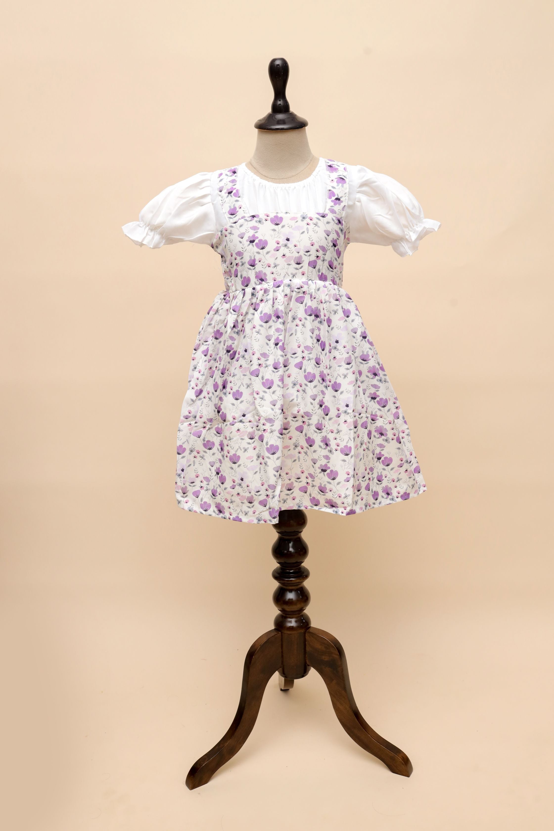 Classic Floral Party Dress with Puff Sleeves