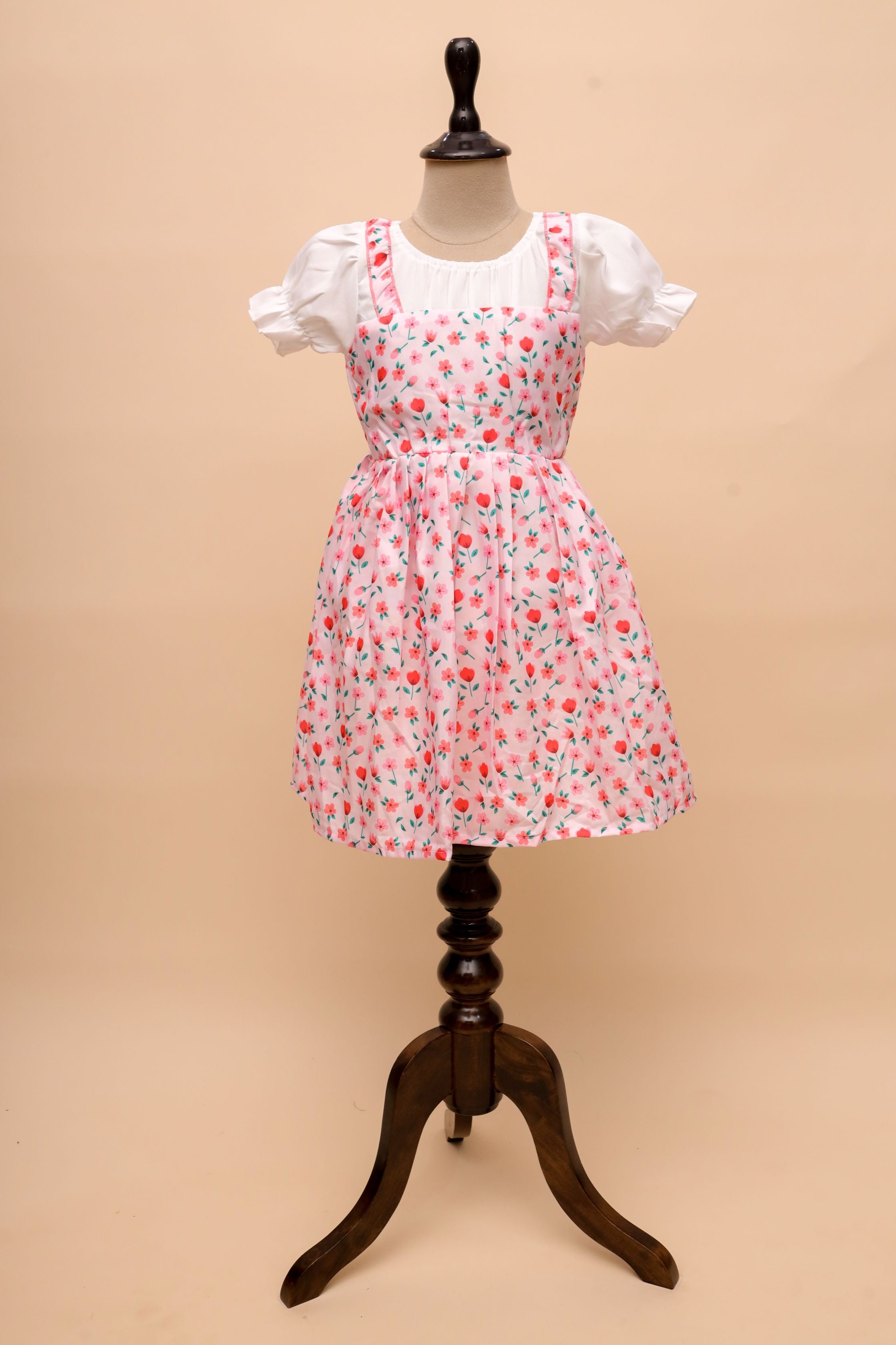 Classic Floral Party Dress with Puff Sleeves