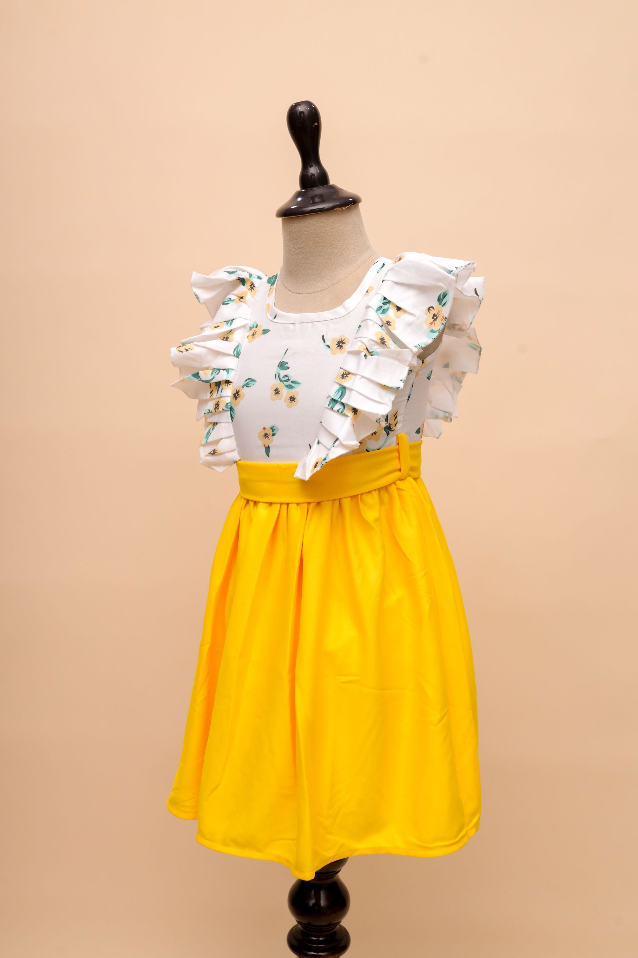 Vibrant Ruffle Sleeves Party Dress