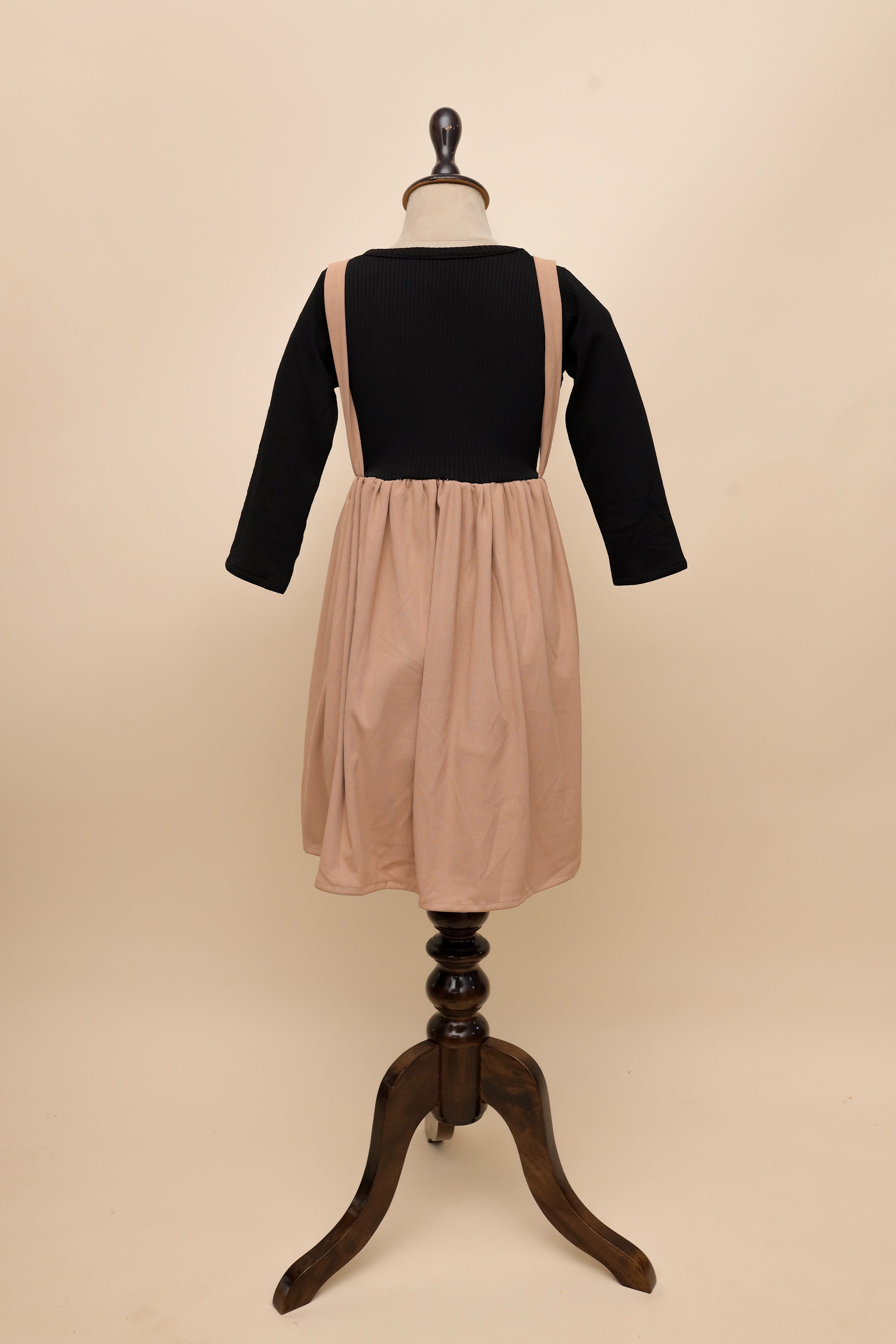 Dusty Rose Bow Dungaree Dress Set