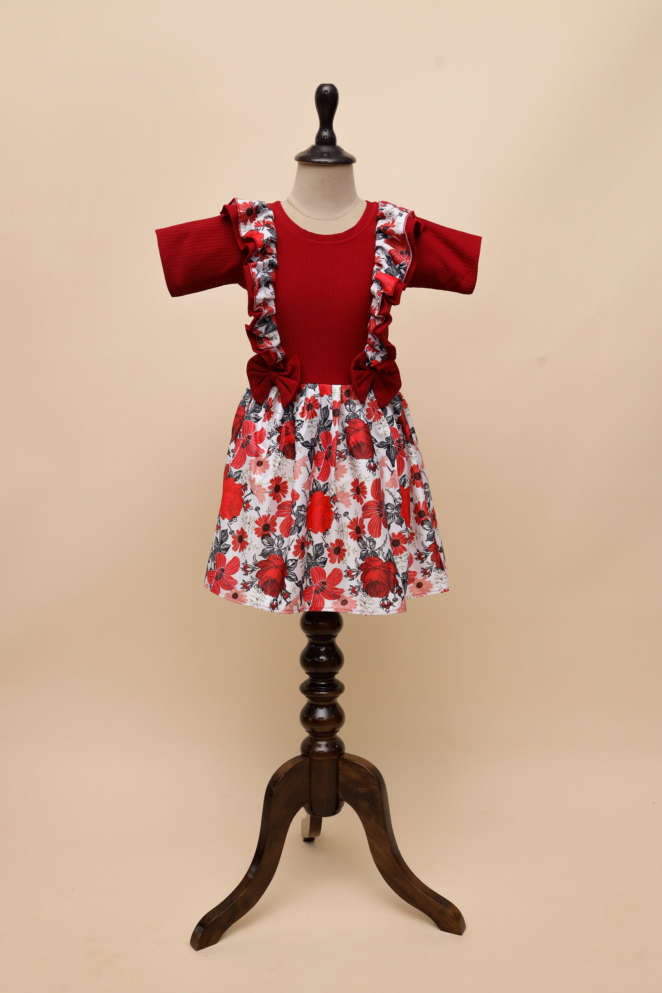 Scarlet Blossom Ruffle Frock