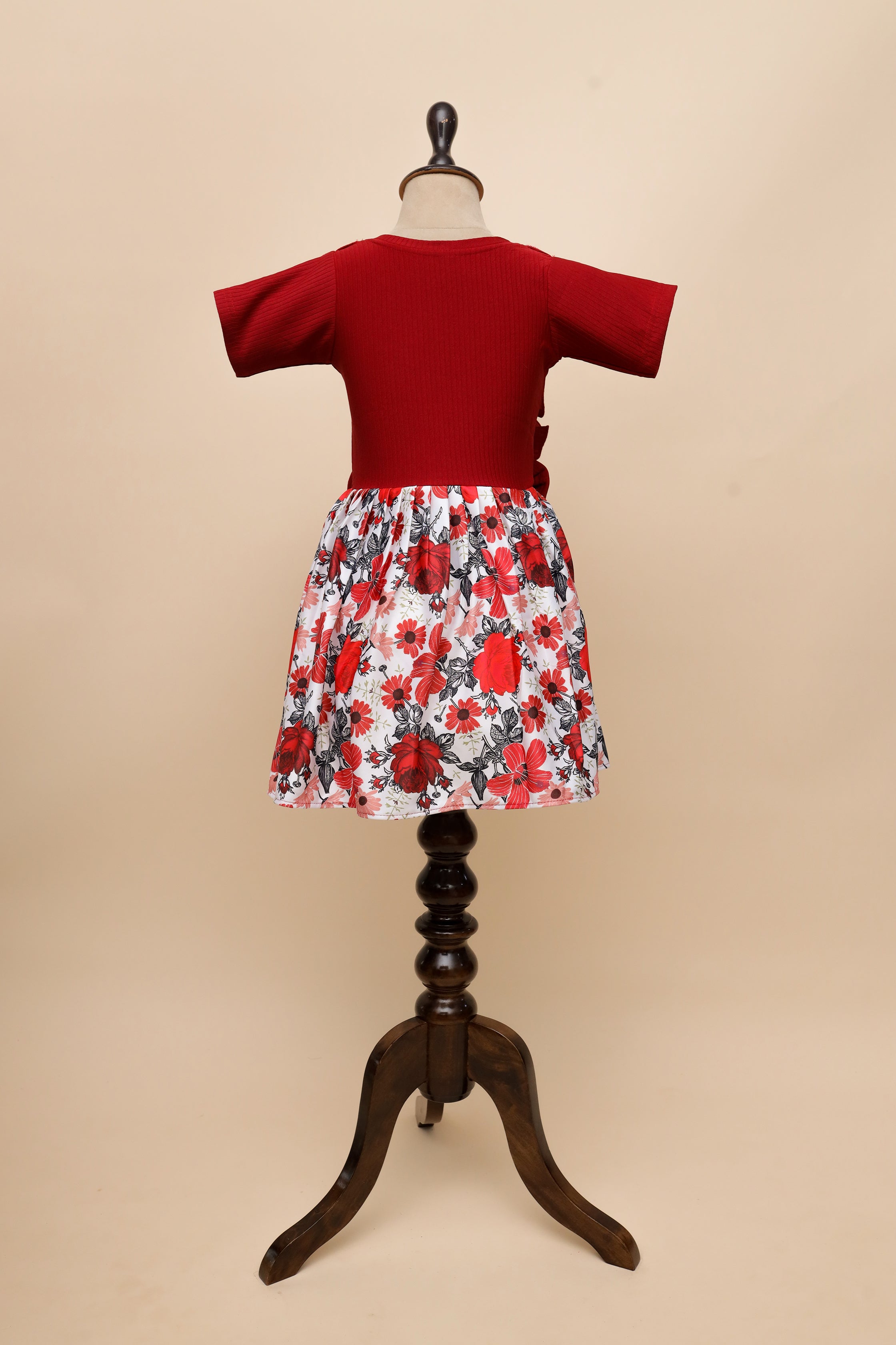 Scarlet Blossom Ruffle Frock