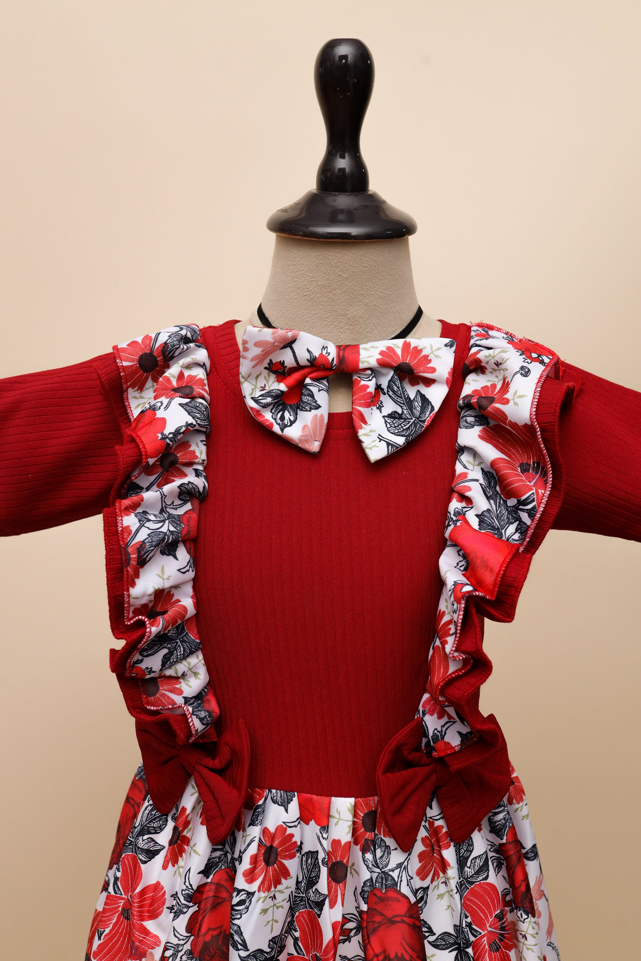 Scarlet Blossom Ruffle Frock