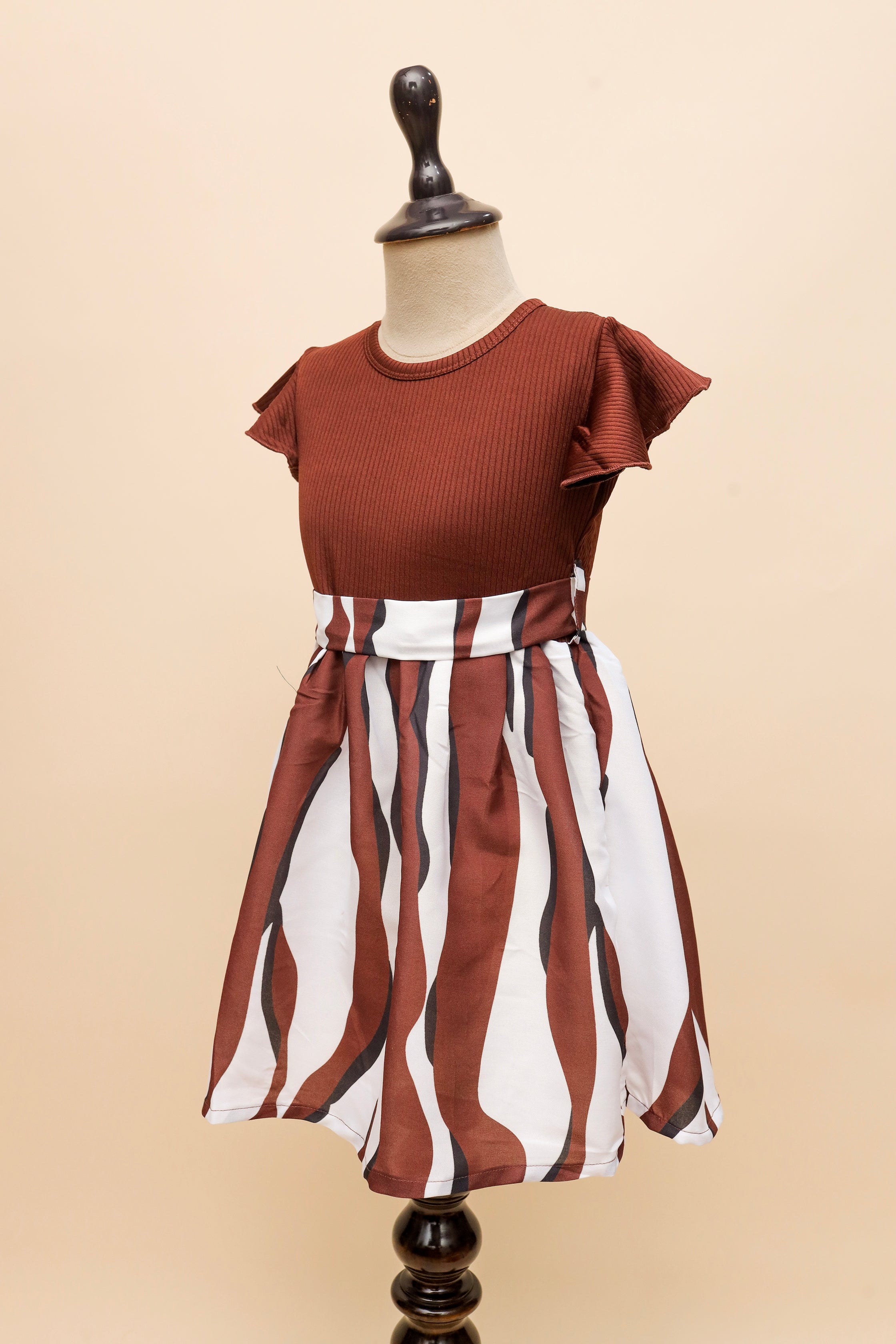 Rust Wave Ruffle Frock
