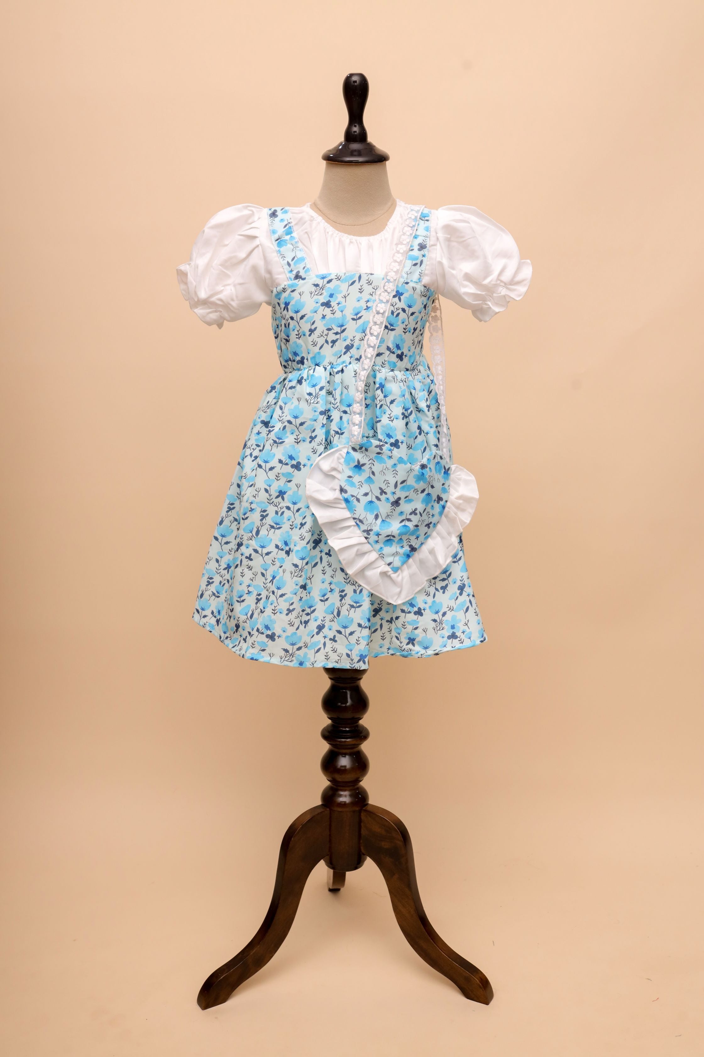 Classic Floral Party Dress with Puff Sleeves