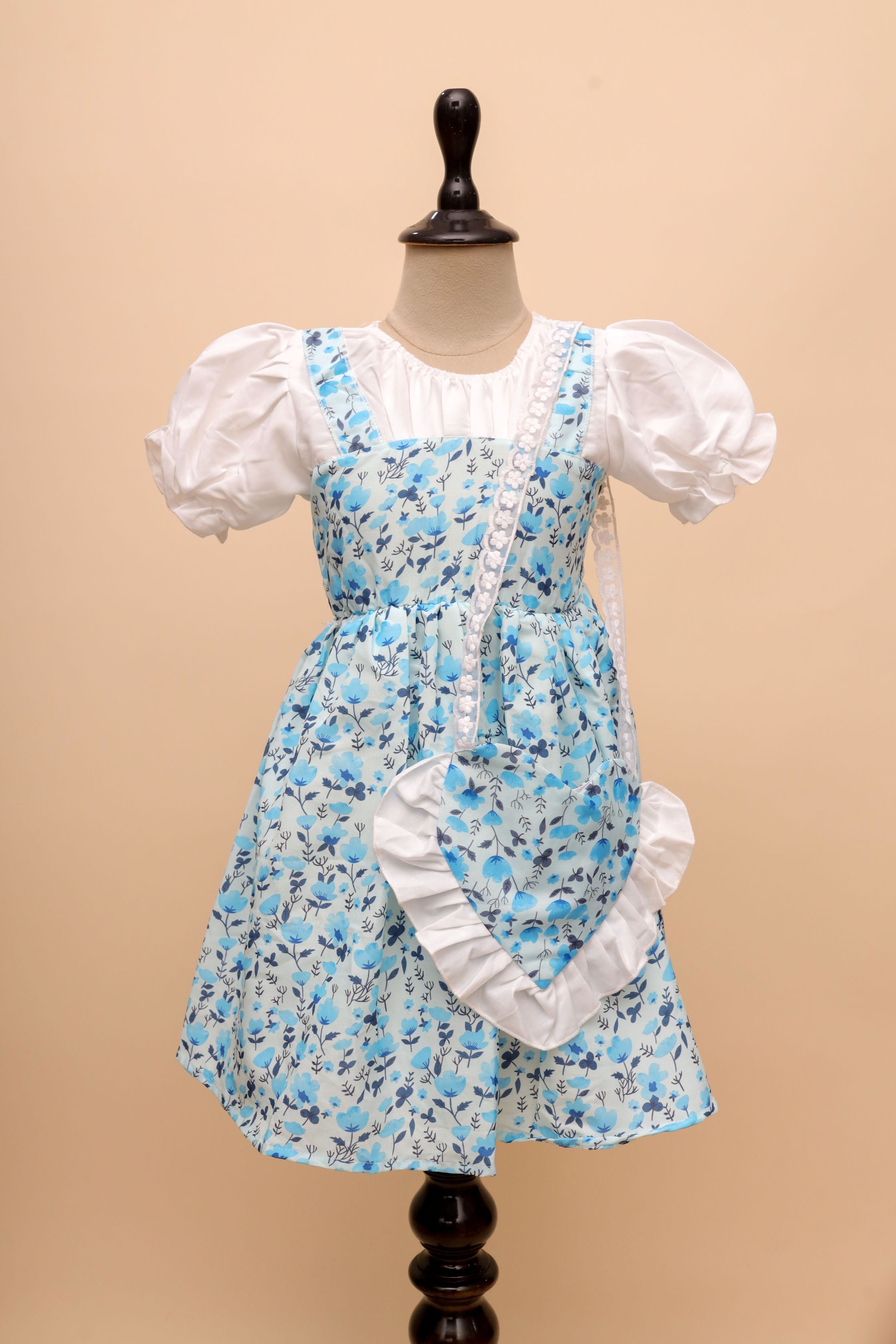 Classic Floral Party Dress with Puff Sleeves
