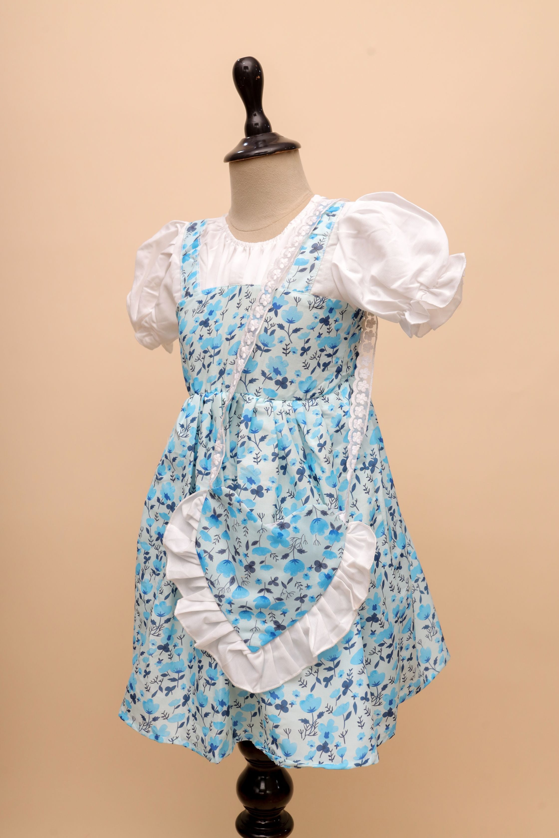 Classic Floral Party Dress with Puff Sleeves