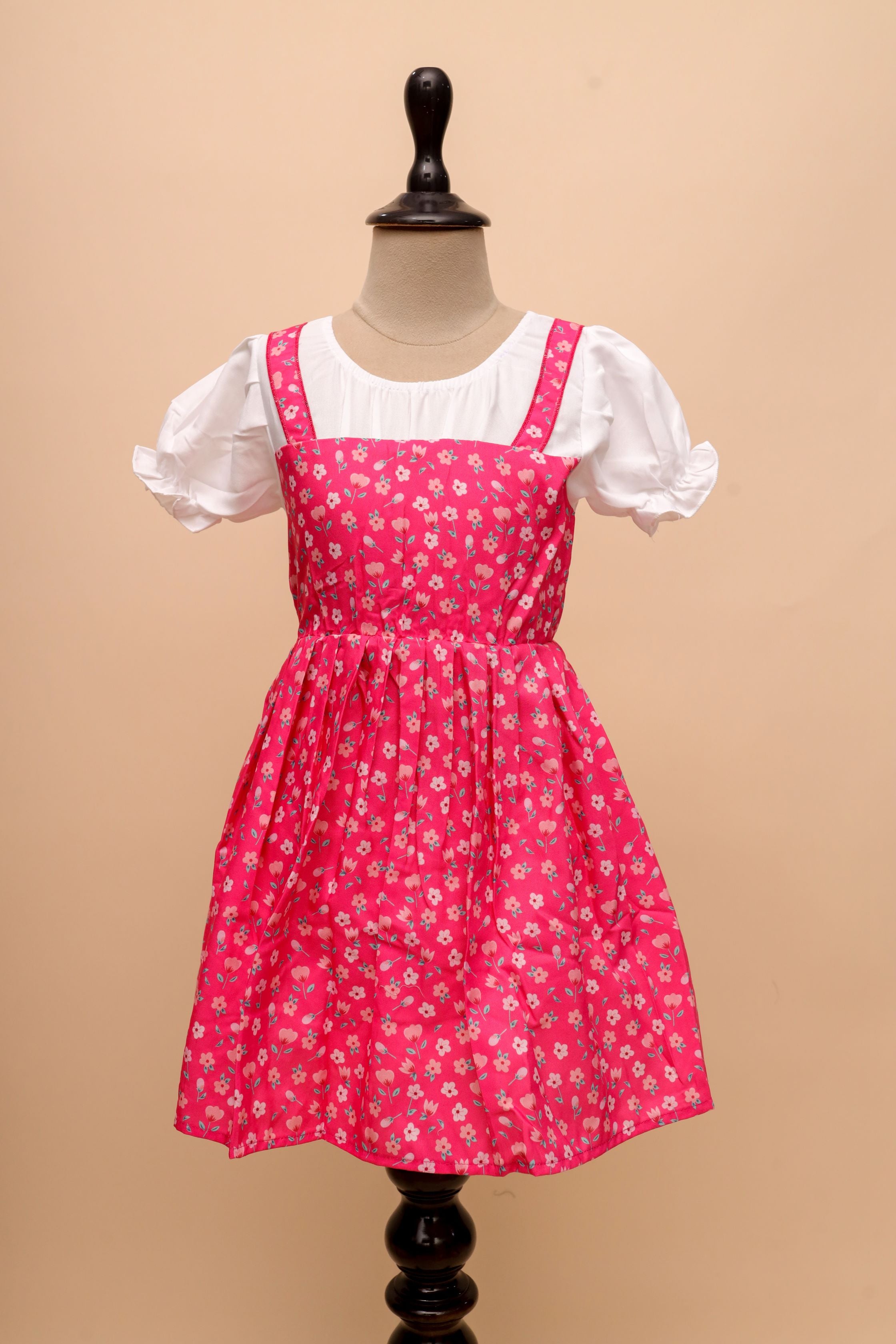 Classic Floral Party Dress with Puff Sleeves