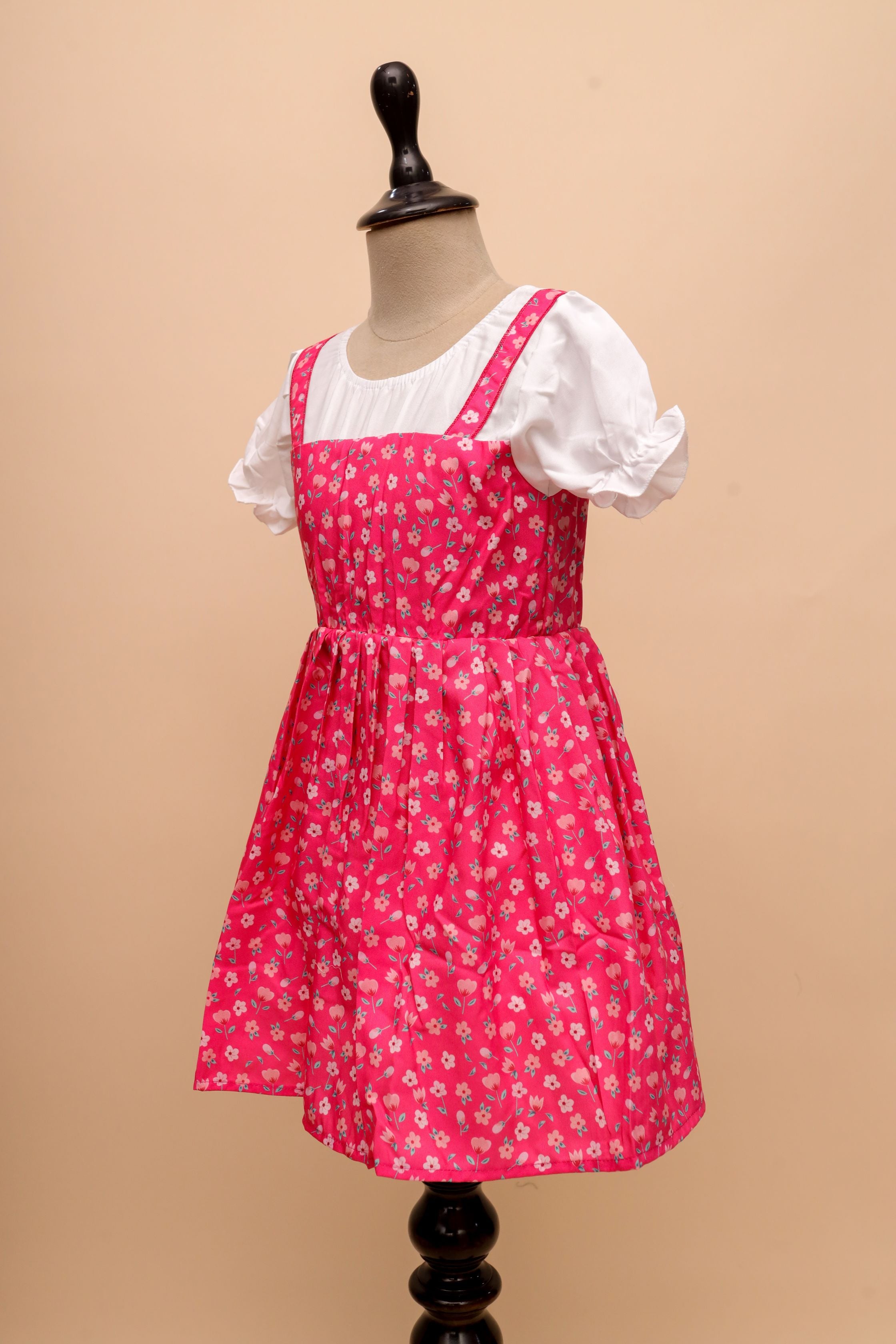 Classic Floral Party Dress with Puff Sleeves
