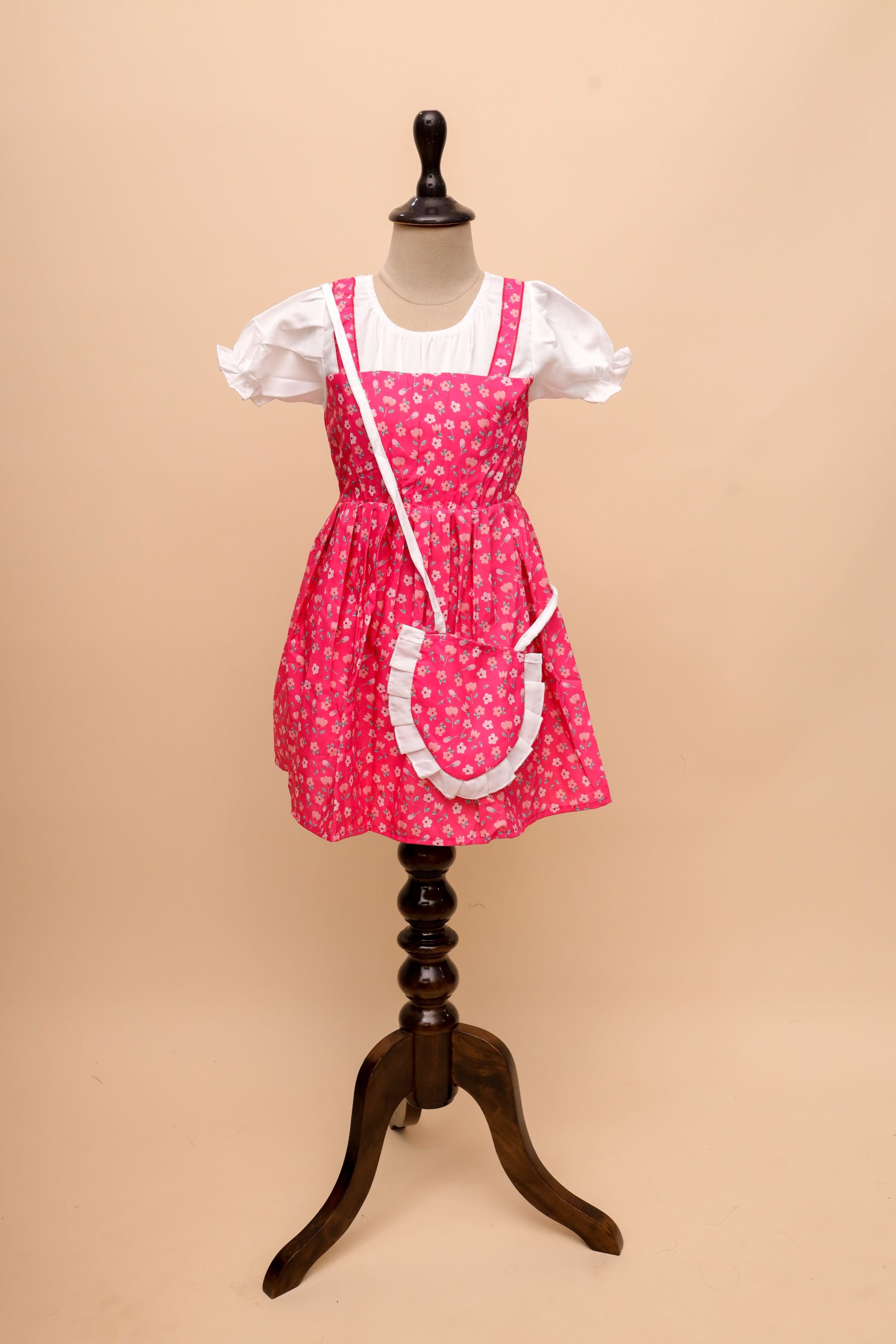 Classic Floral Party Dress with Puff Sleeves