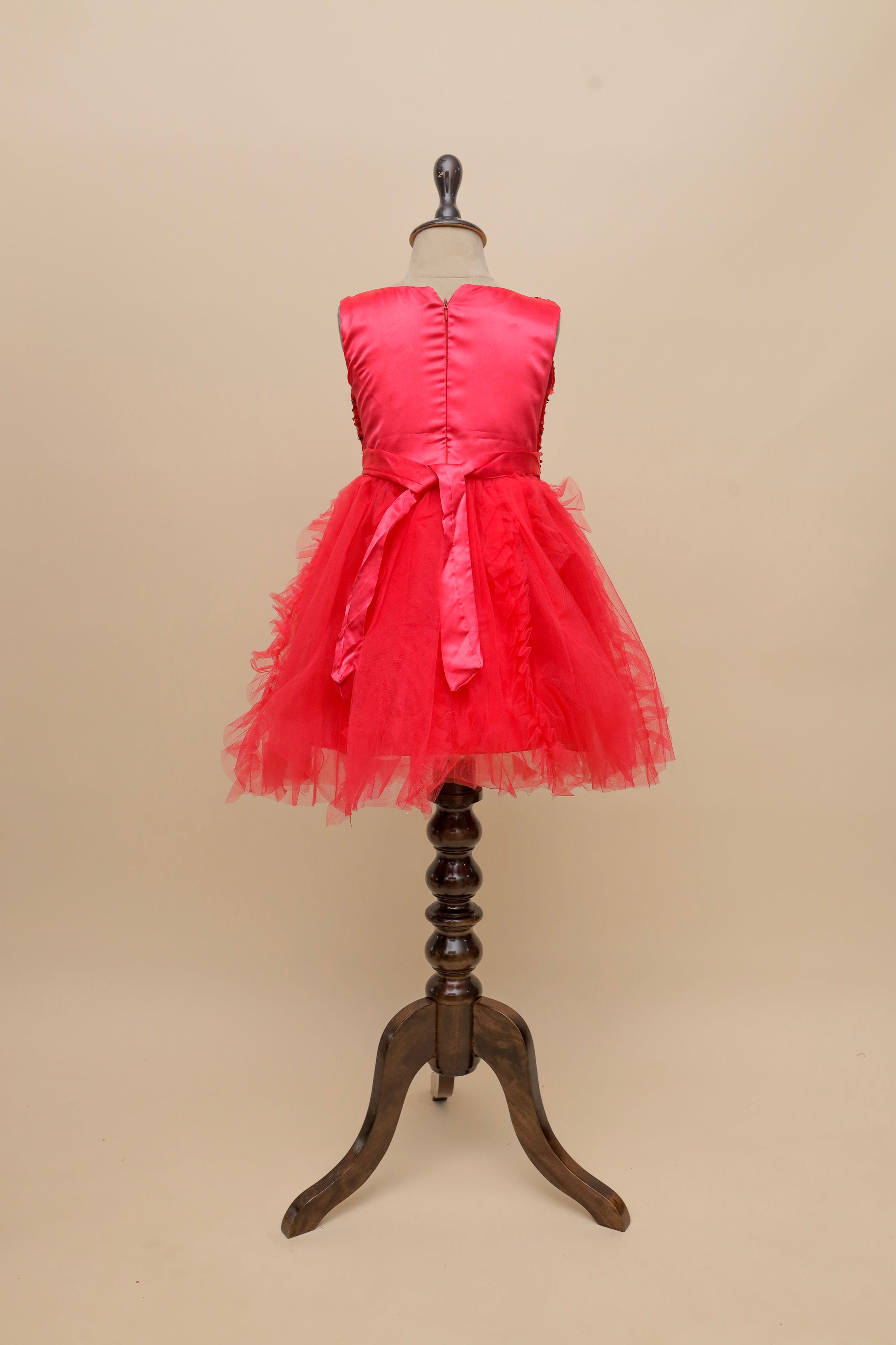 Red Ruffle Sequin Frock