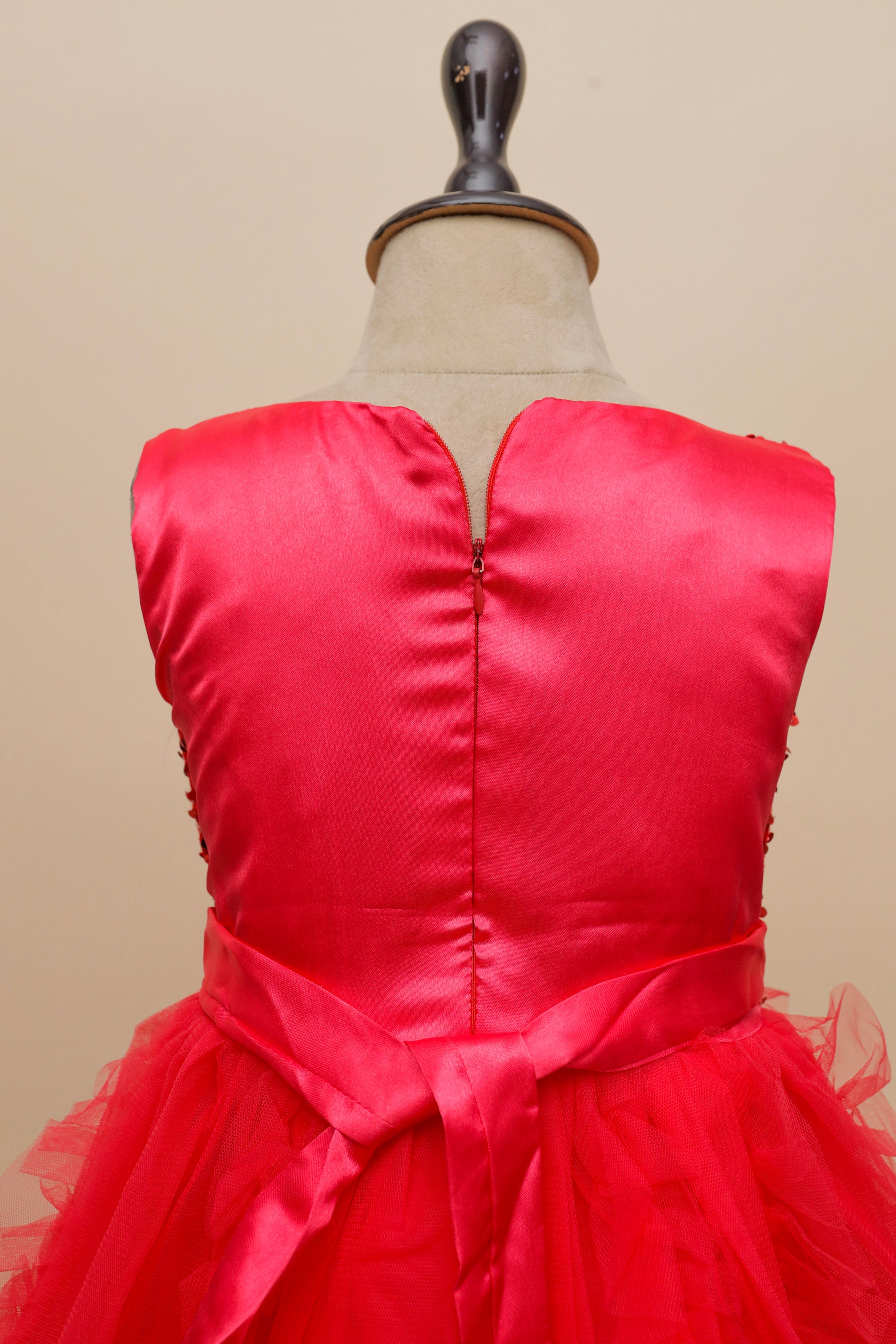 Red Ruffle Sequin Frock