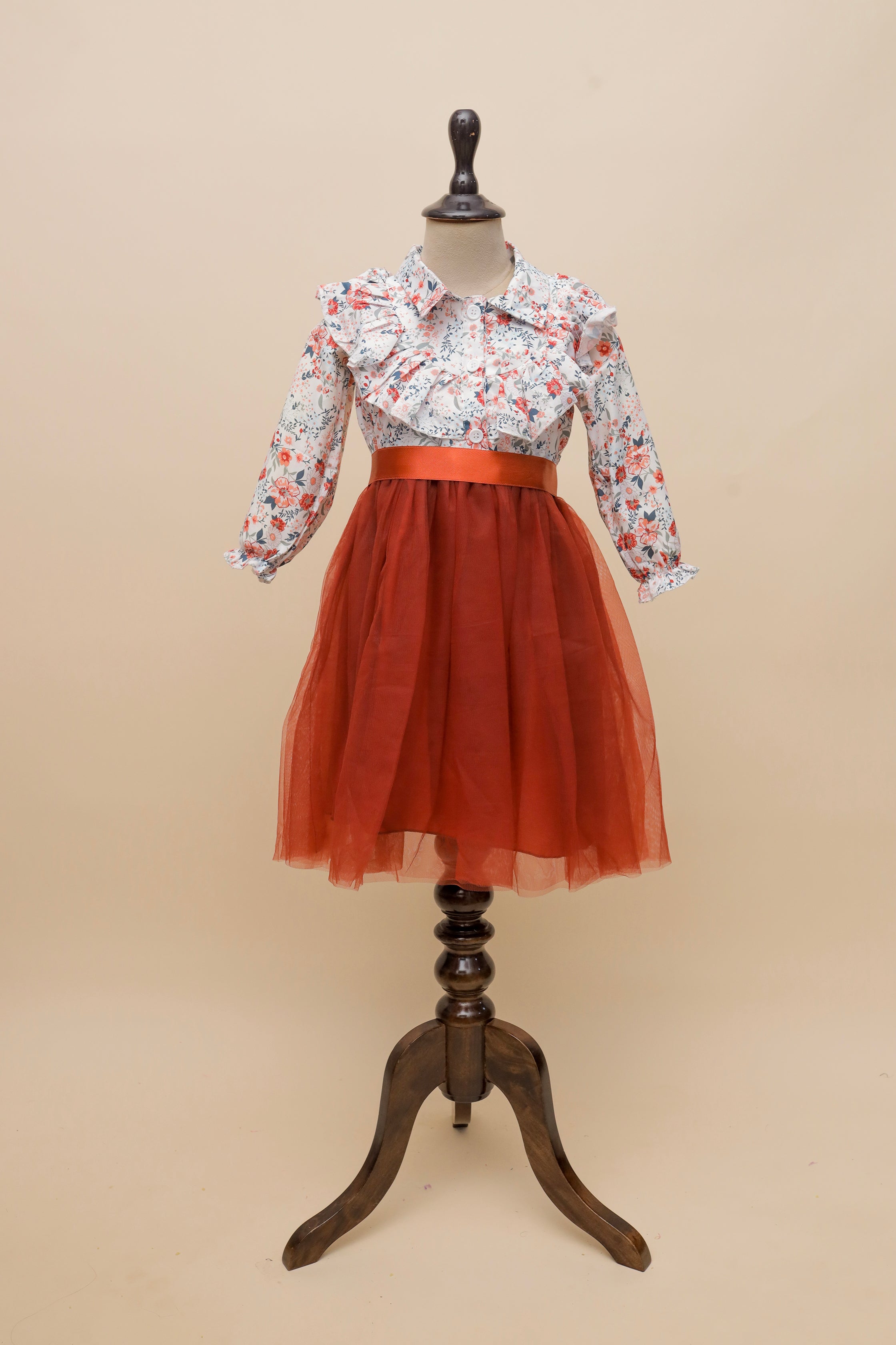 Rust Blossom Ruffle Frock