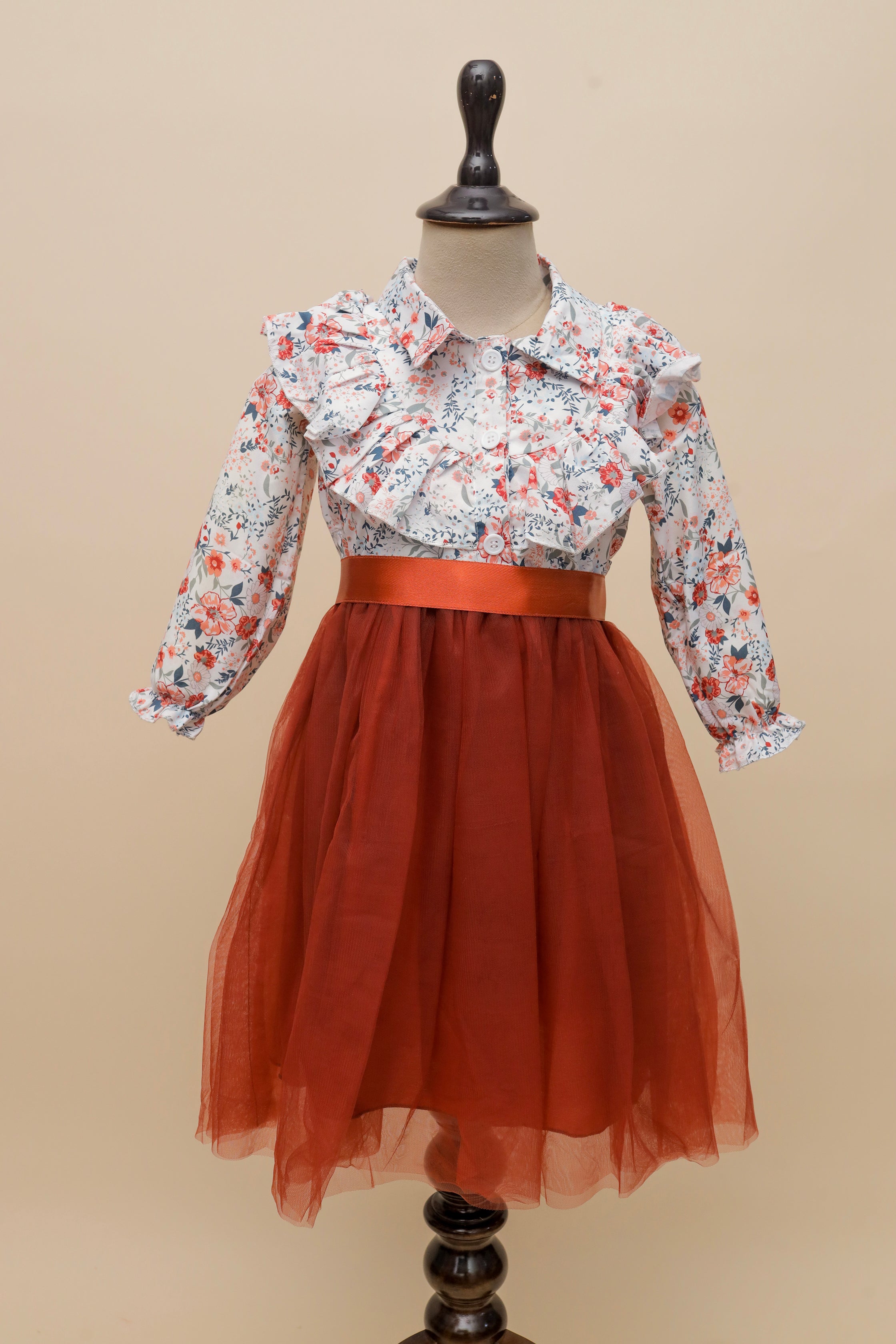 Rust Blossom Ruffle Frock