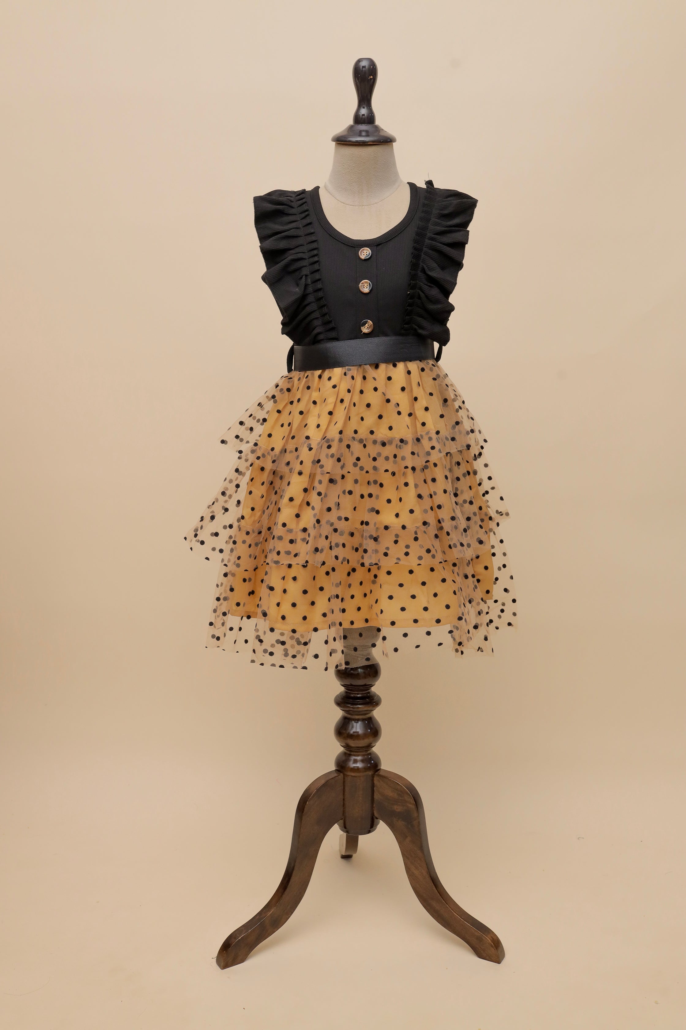 Golden Dots Ruffle Frock