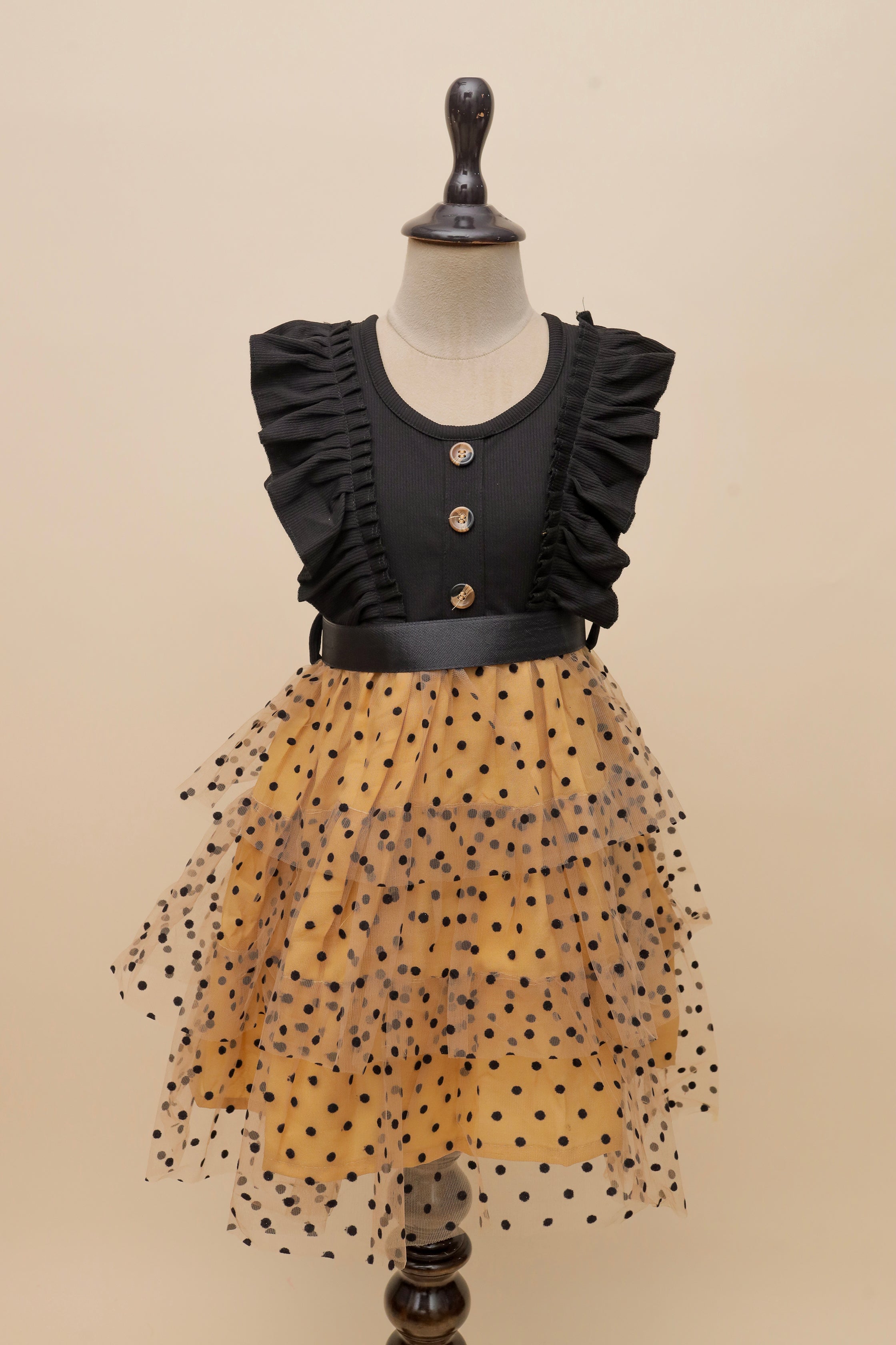 Golden Dots Ruffle Frock