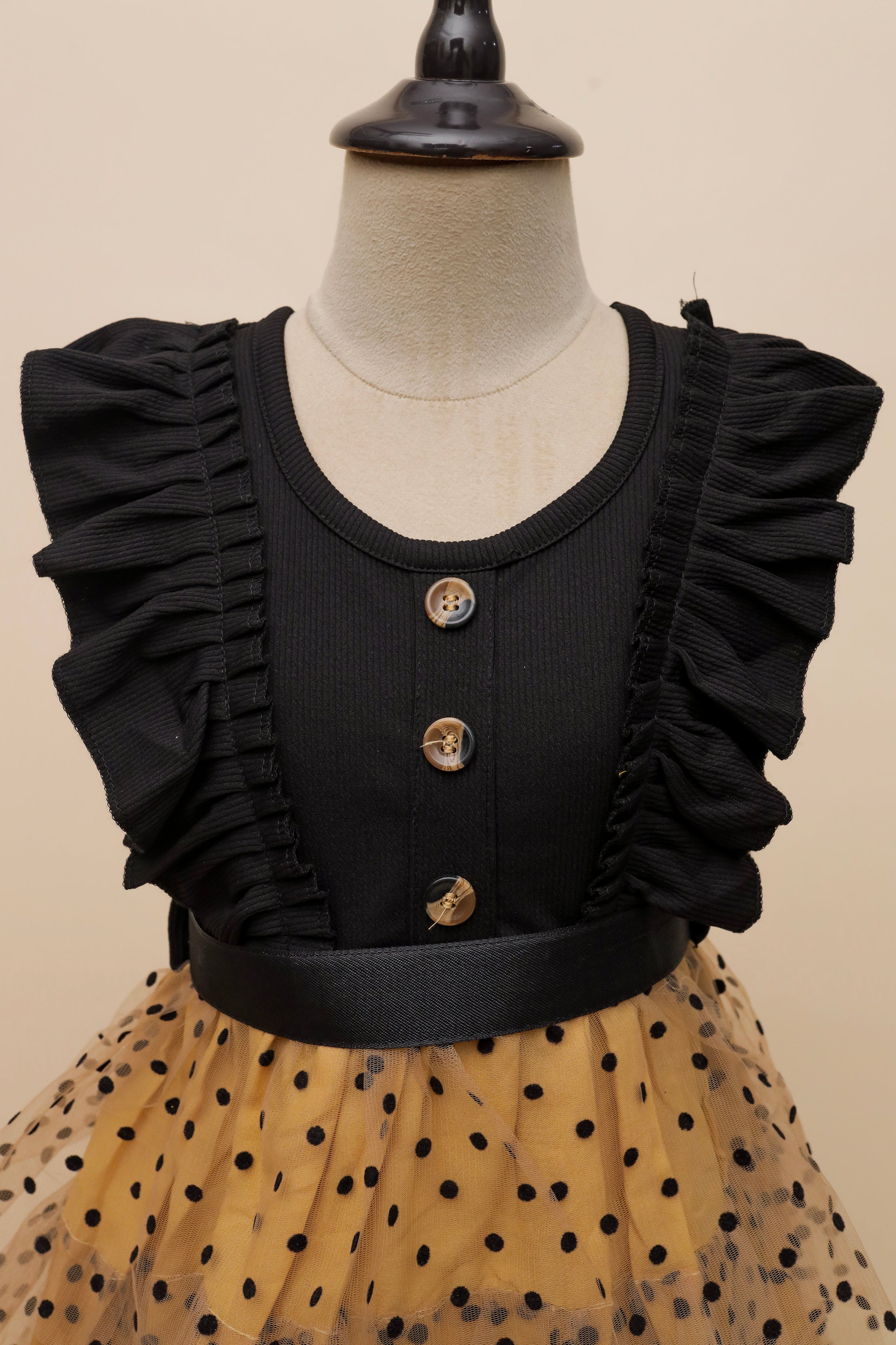 Golden Dots Ruffle Frock