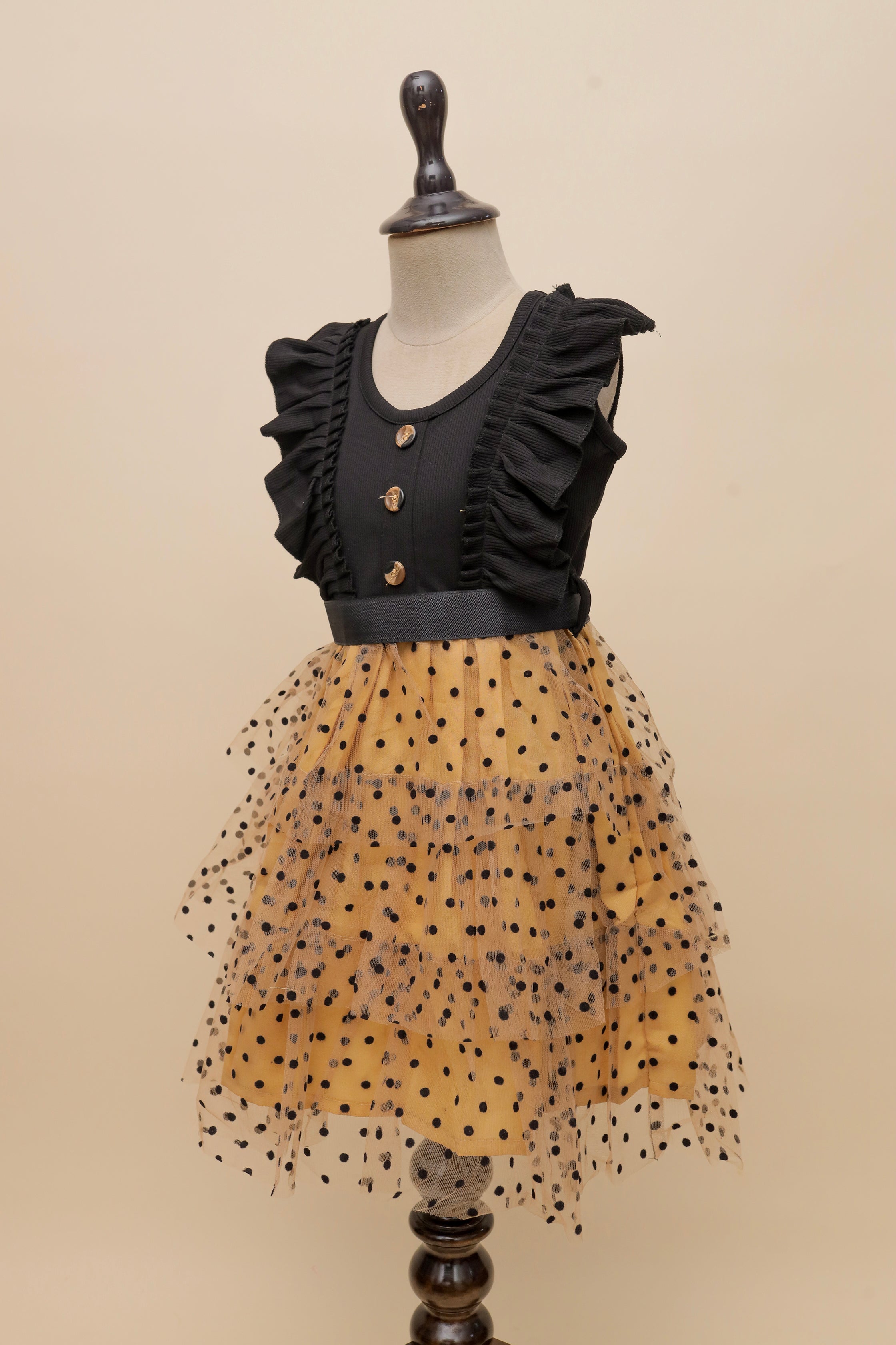 Golden Dots Ruffle Frock