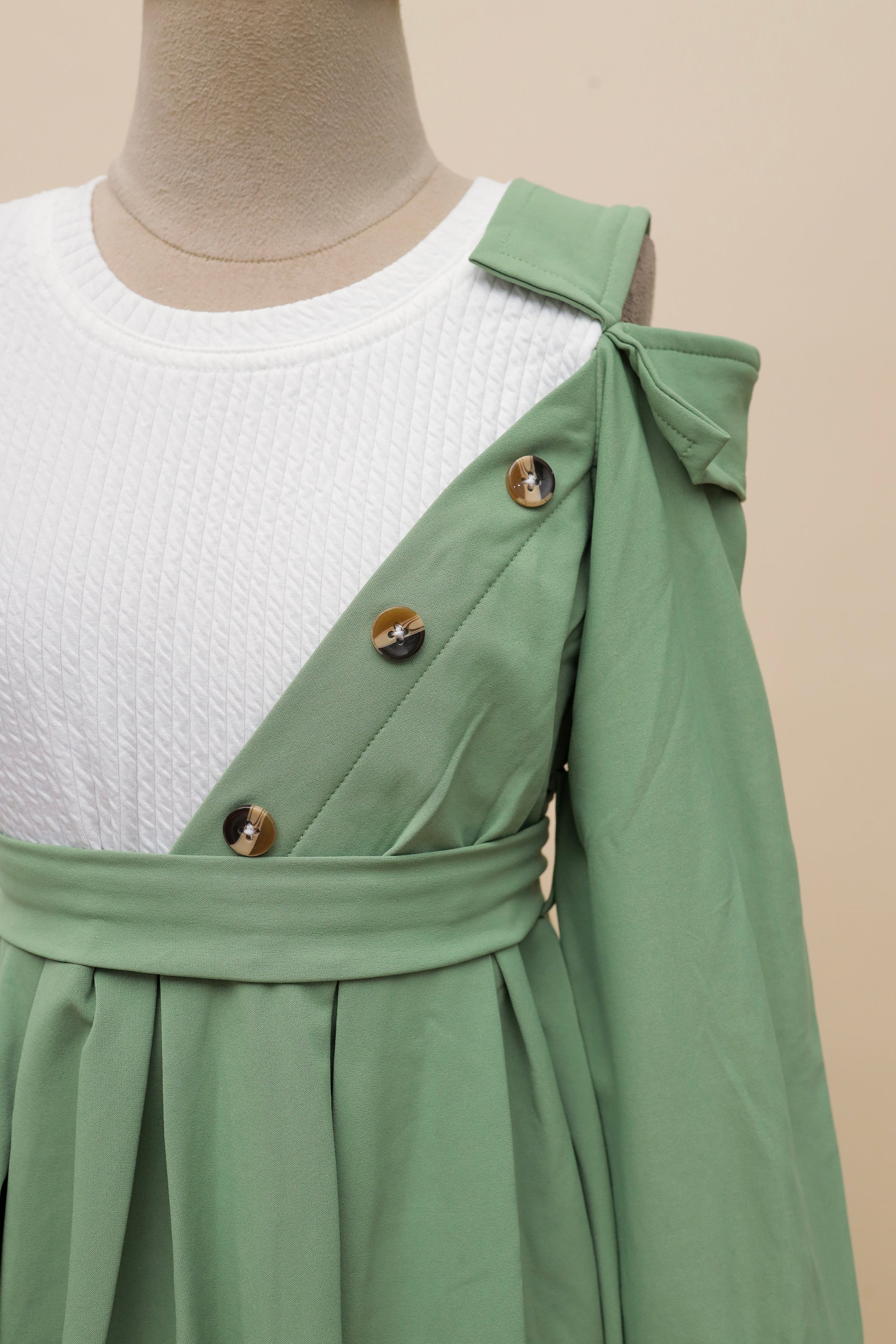 Mint Melody One-Shoulder Frock