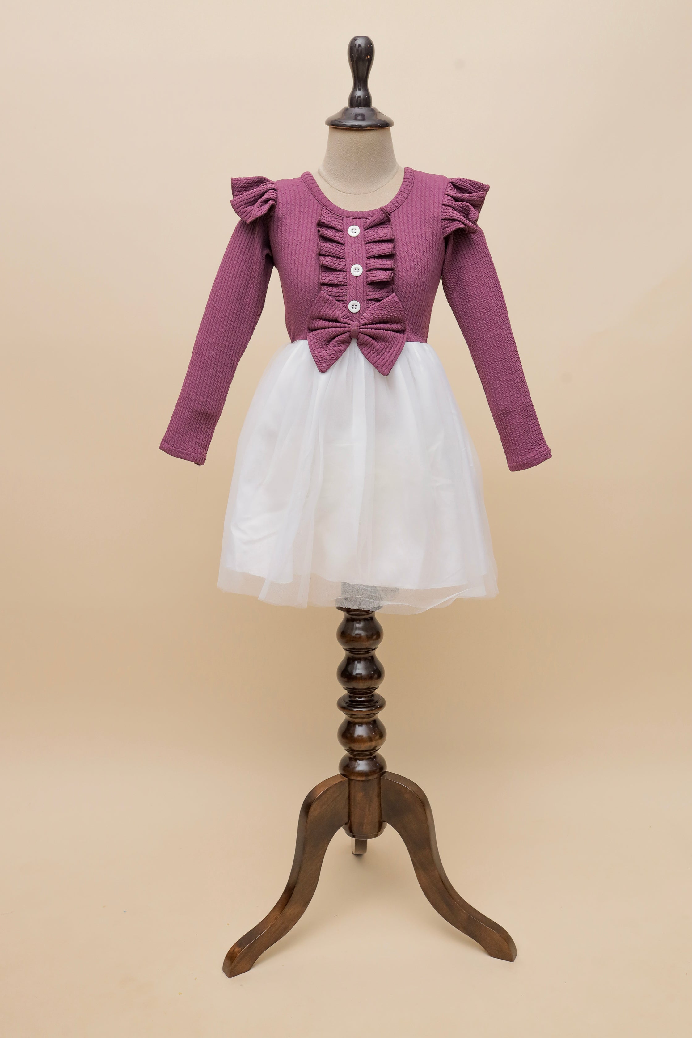 Plum Ruffle Bow Frock