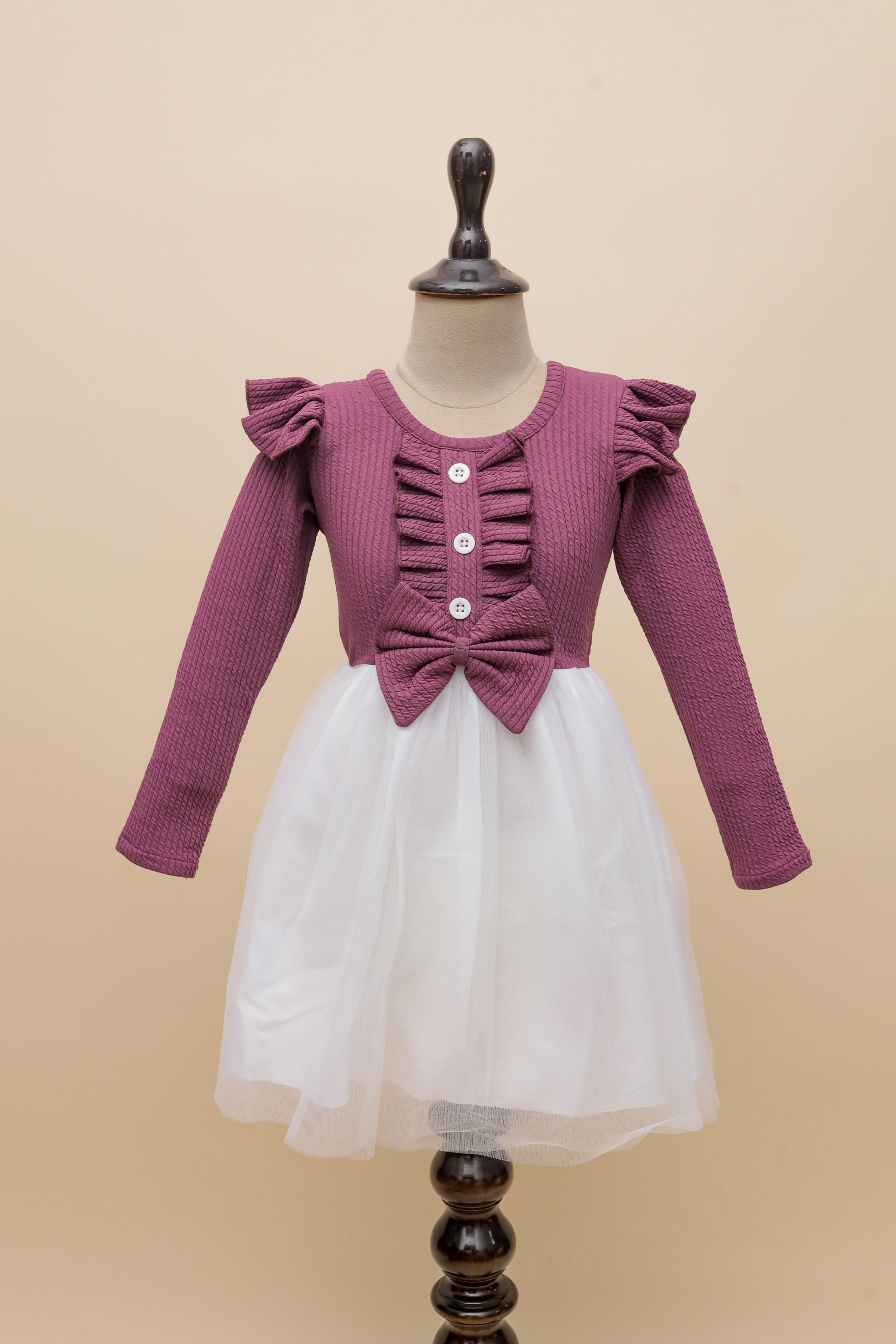Plum Ruffle Bow Frock